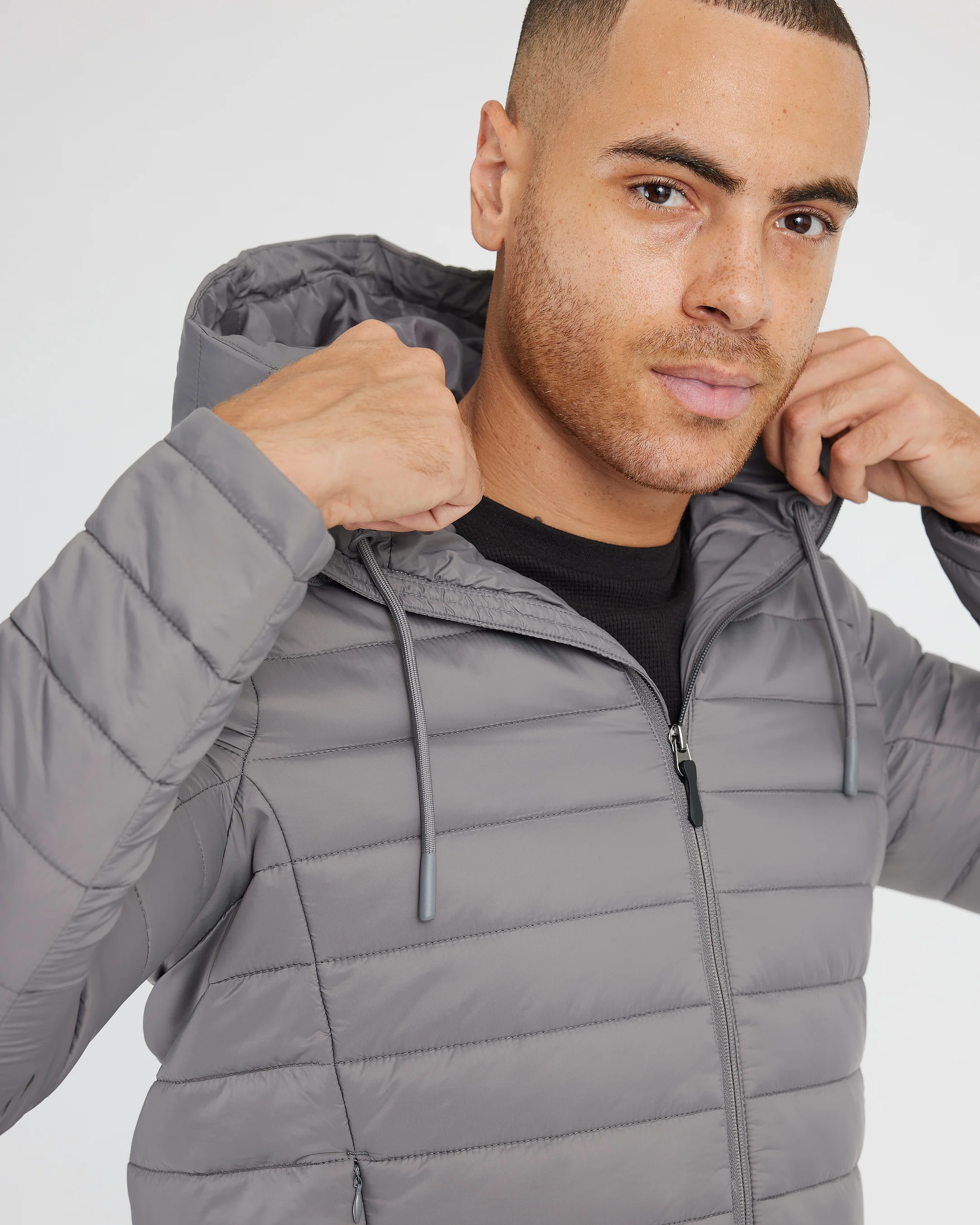 Gunmetal Hooded Puffer Jacket - Image 9