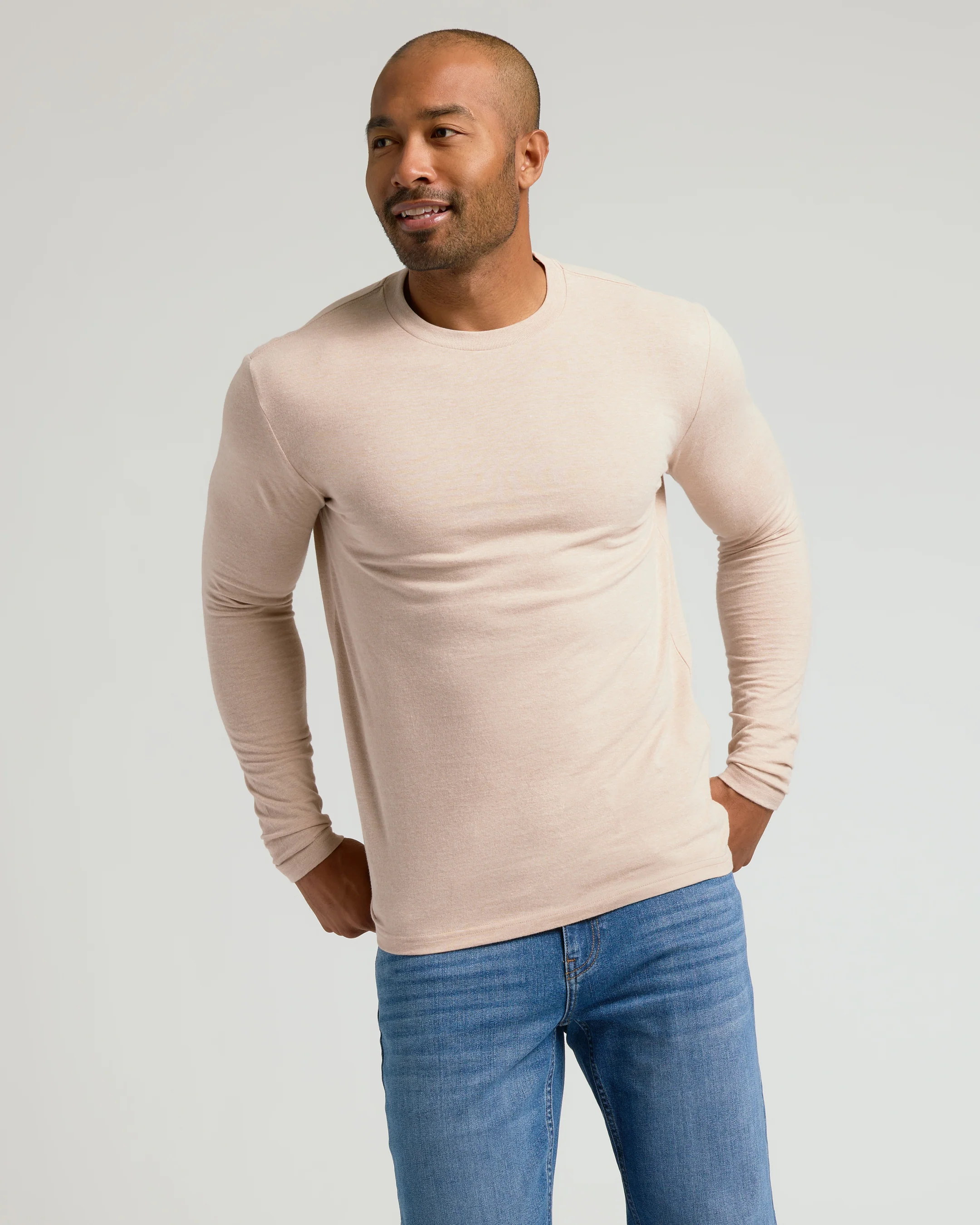 Heather Camel Classic Long Sleeve Crew Neck - Image 4