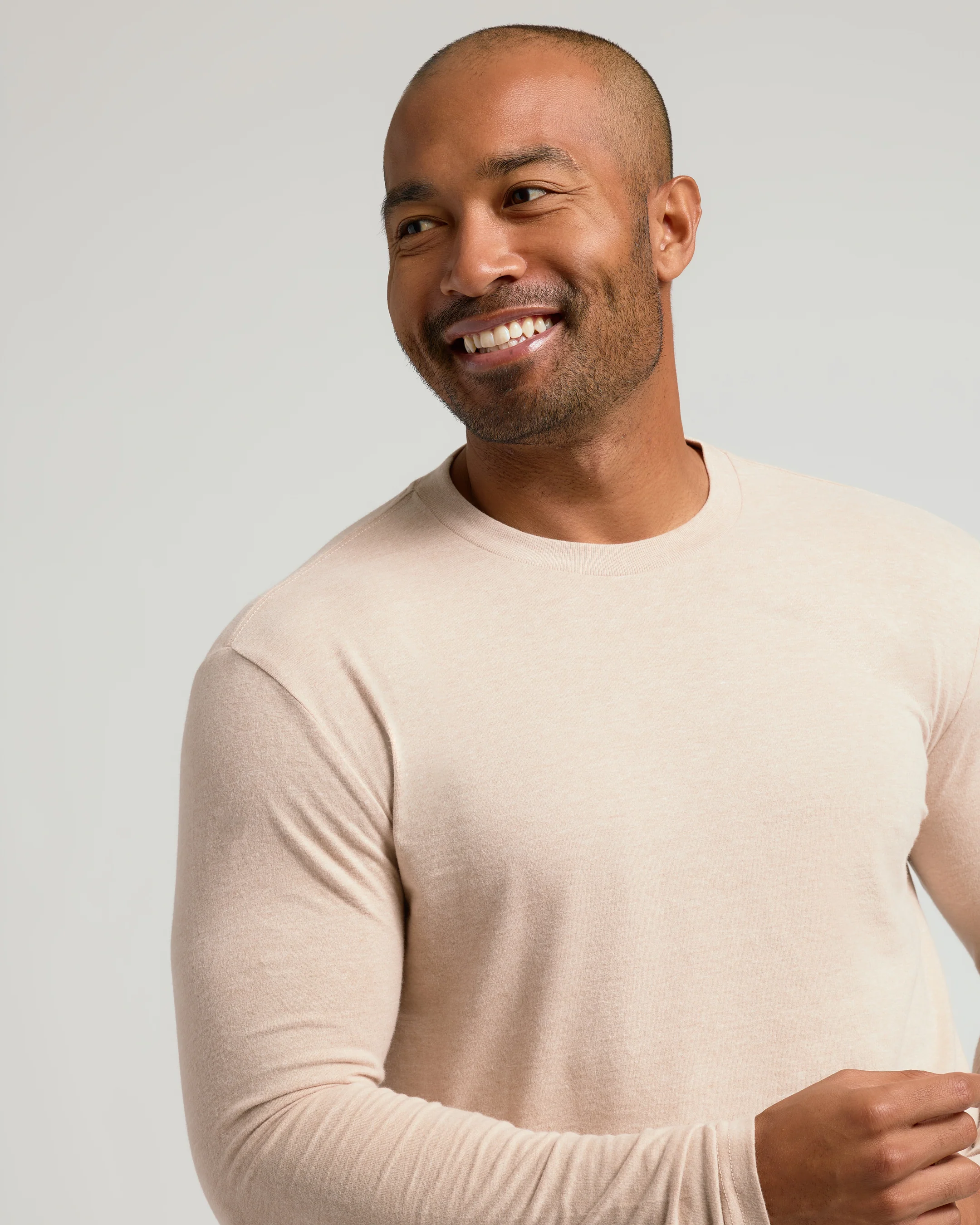 Heather Camel Classic Long Sleeve Crew Neck - Image 5