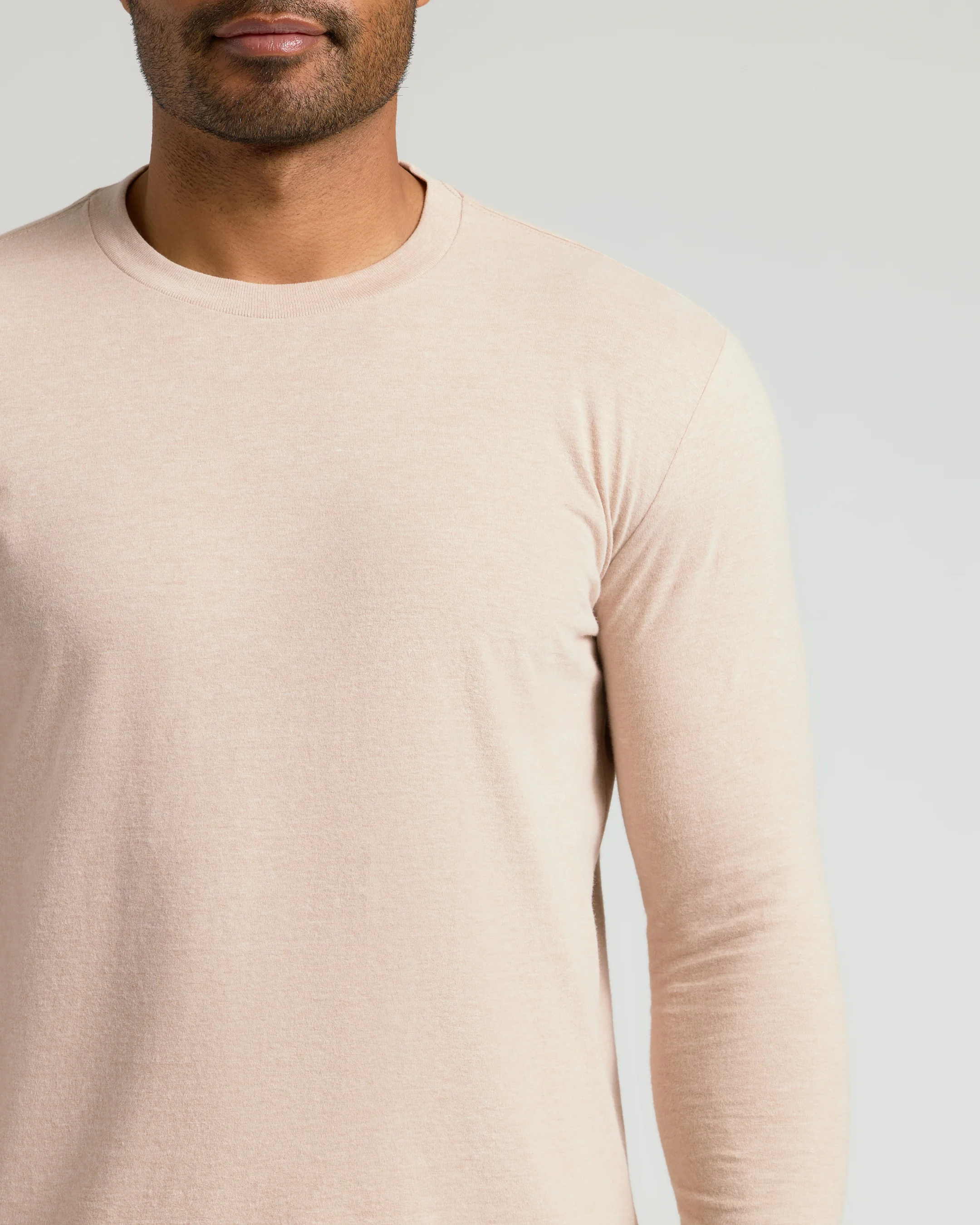 Heather Camel Classic Long Sleeve Crew Neck - Image 6