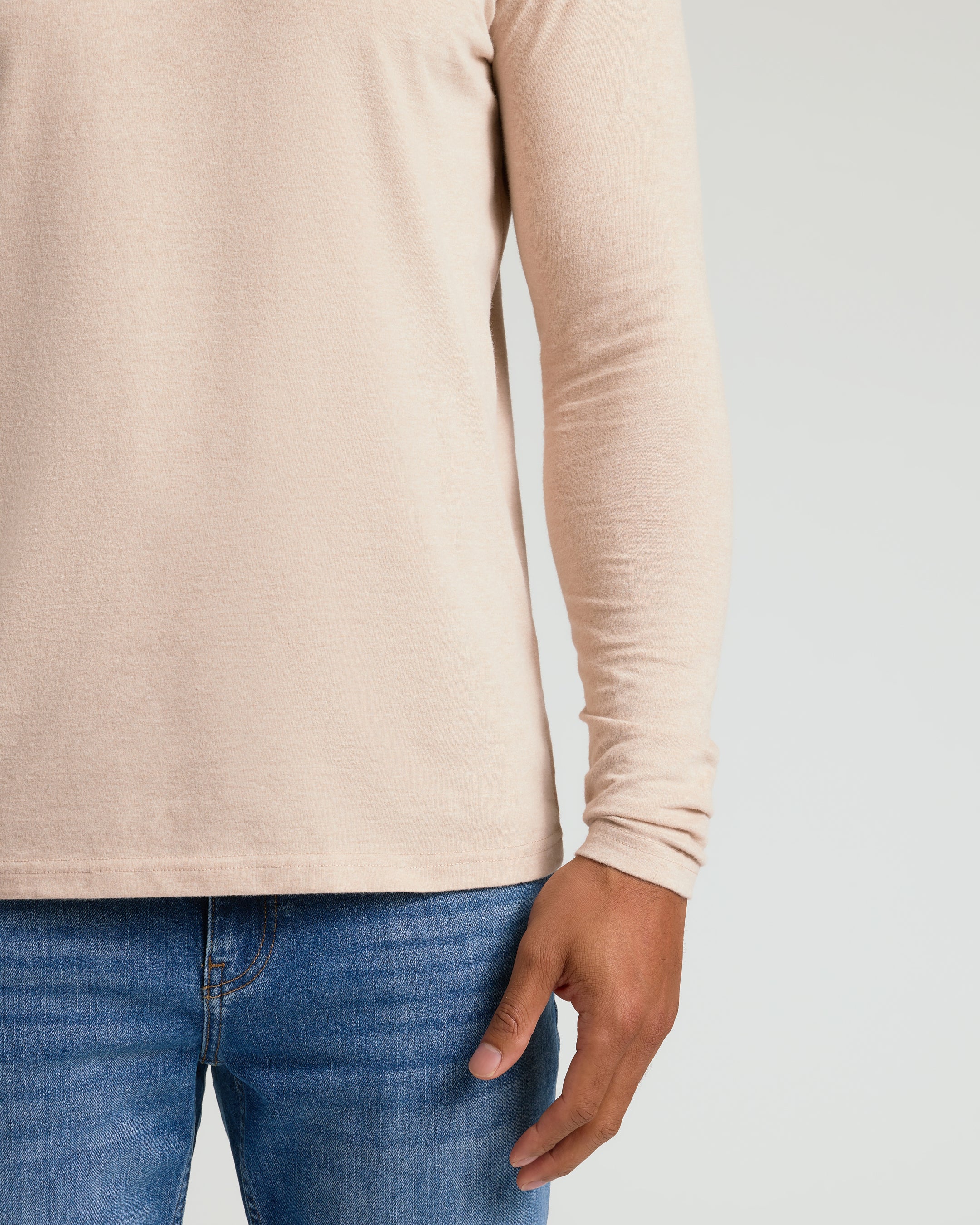 Heather Camel Classic Long Sleeve Crew Neck - Image 7