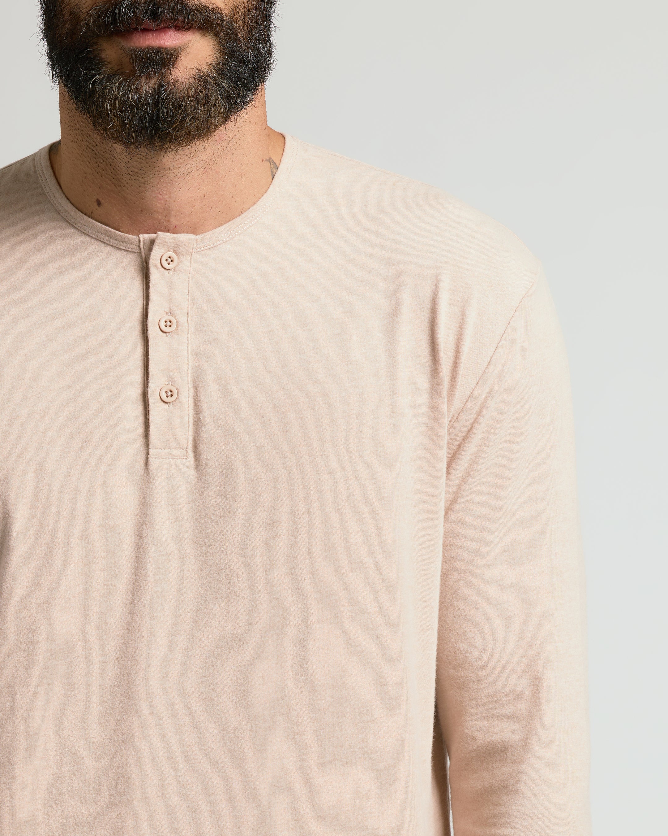 Heather Camel Classic Long Sleeve Henley - Image 5