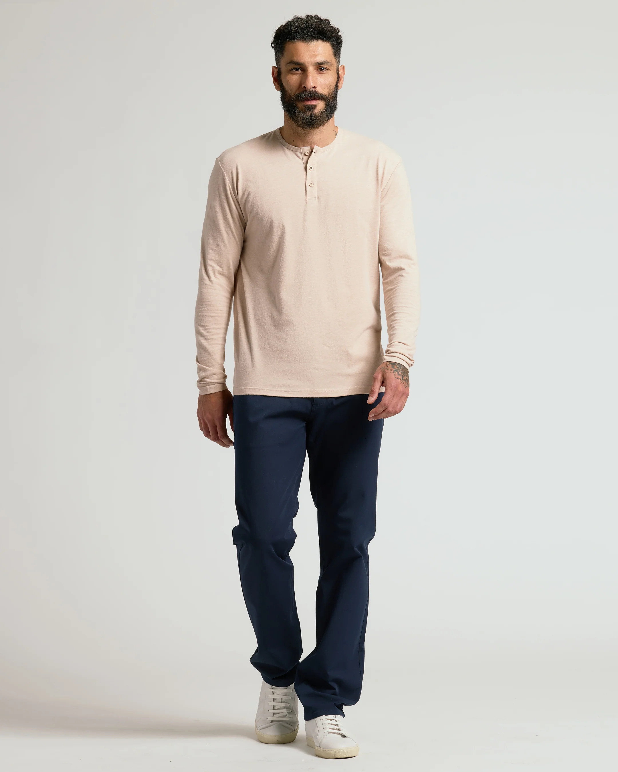 Heather Camel Classic Long Sleeve Henley - Image 7