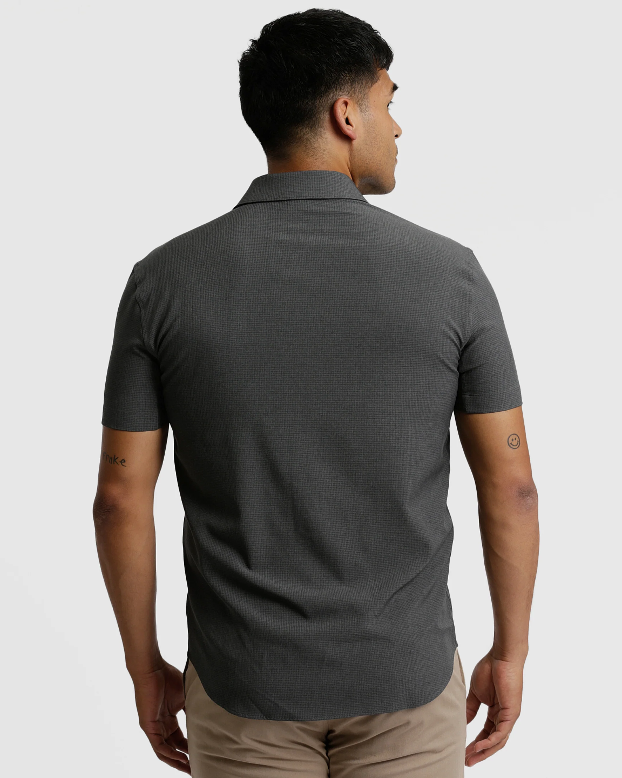 Heather Charcoal Short Sleeve Ripstop Commuter Shirt - Image 3