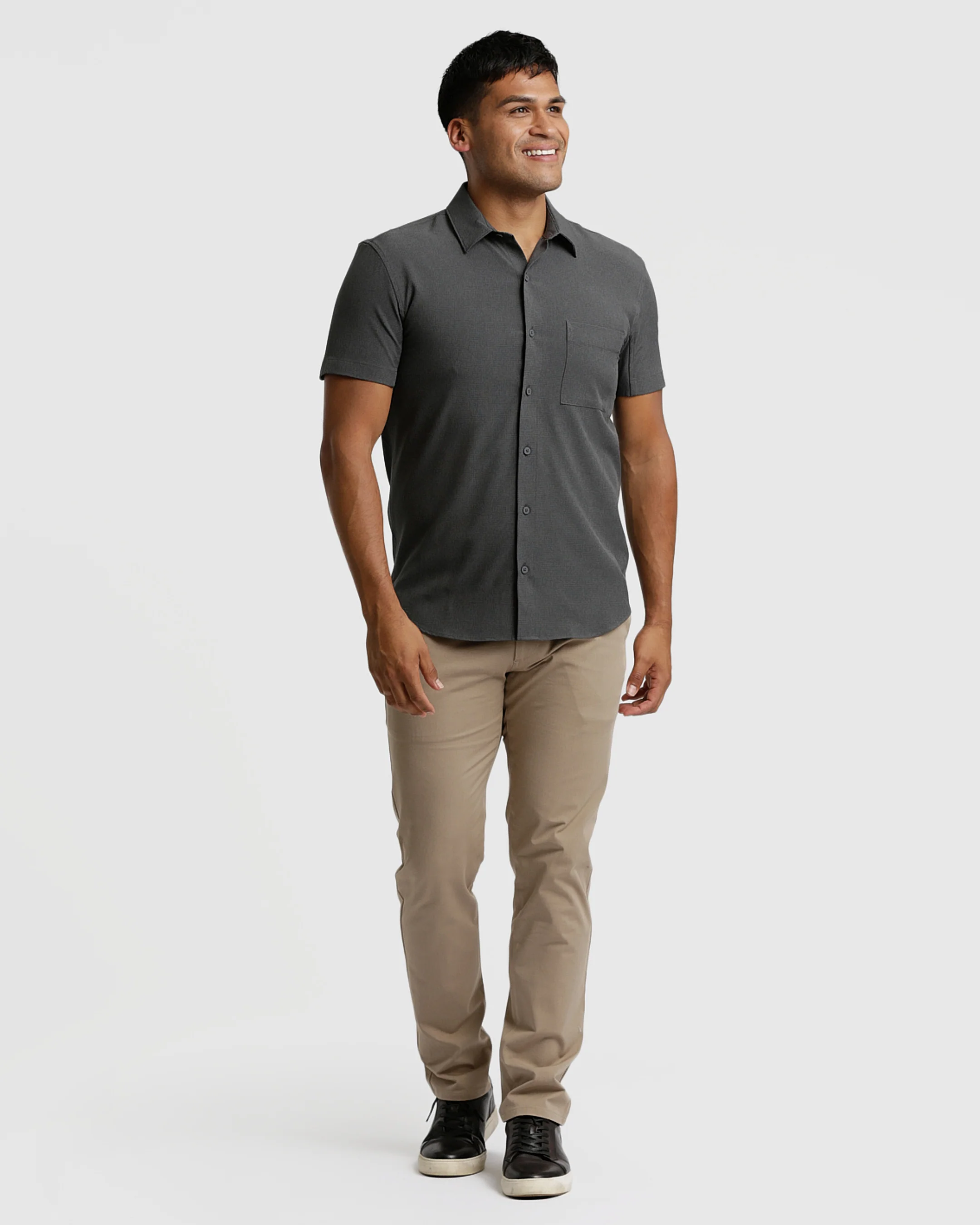 Heather Charcoal Short Sleeve Ripstop Commuter Shirt - Image 4