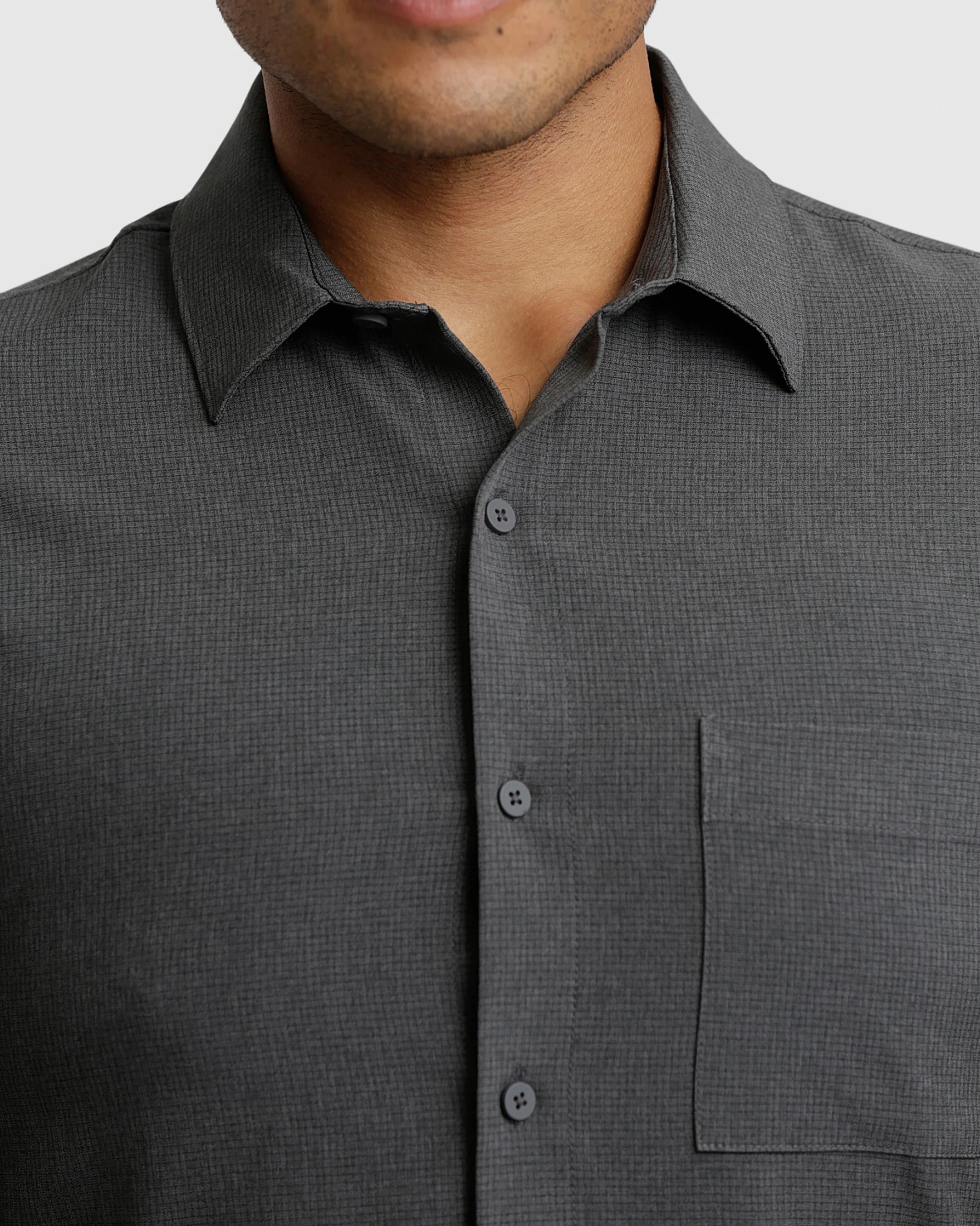 Heather Charcoal Short Sleeve Ripstop Commuter Shirt - Image 5