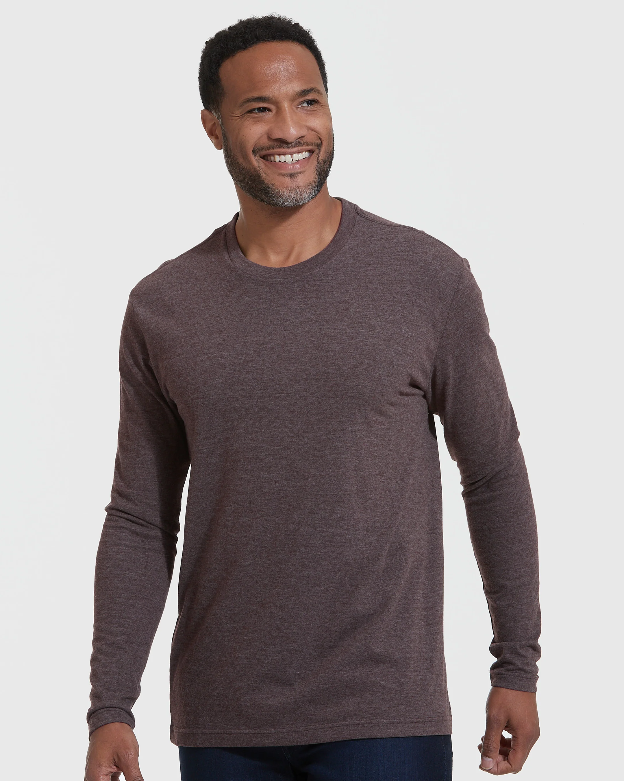 Heather Dark Oak Classic Long Sleeve Crew Neck - Image 3