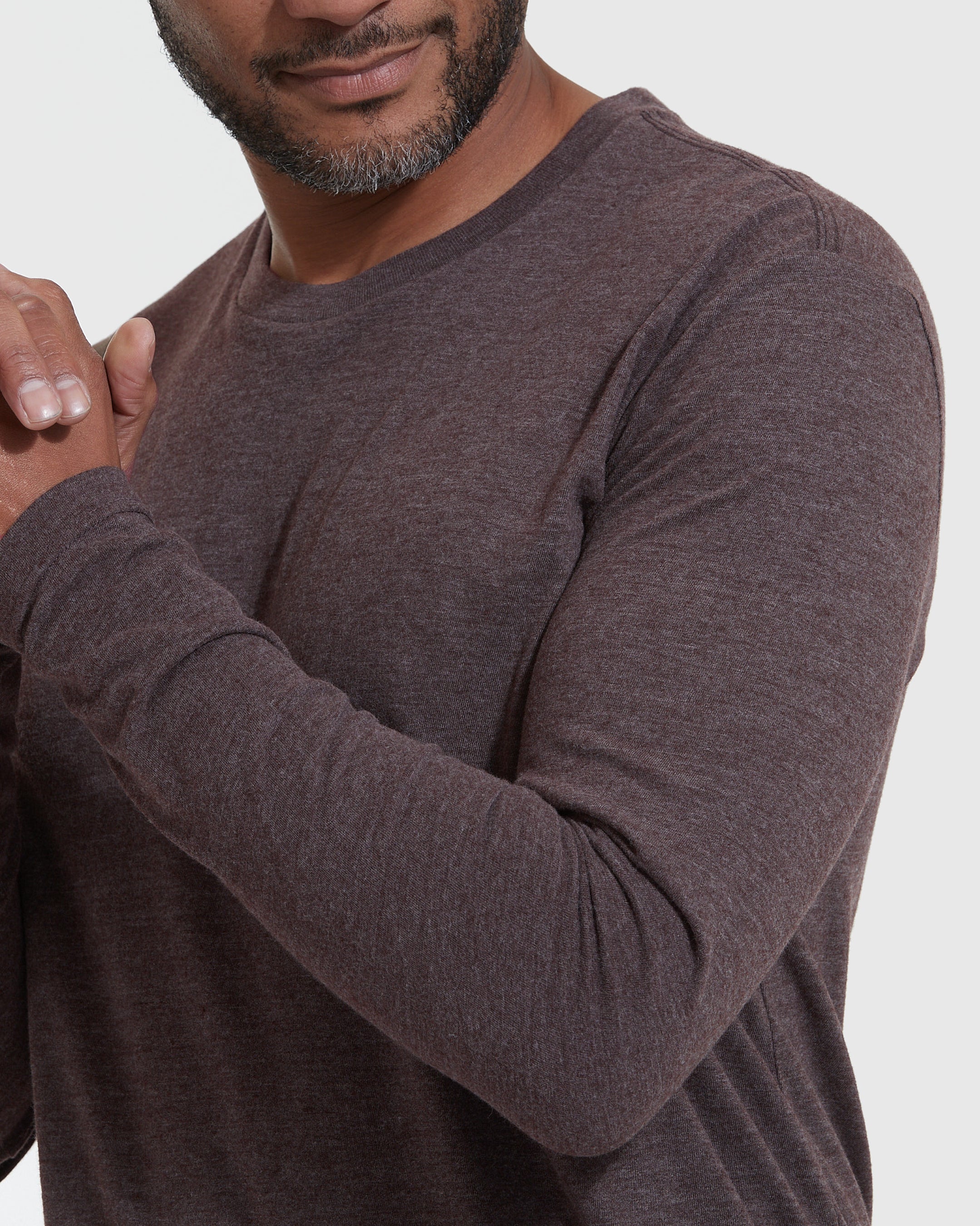Heather Dark Oak Classic Long Sleeve Crew Neck - Image 5