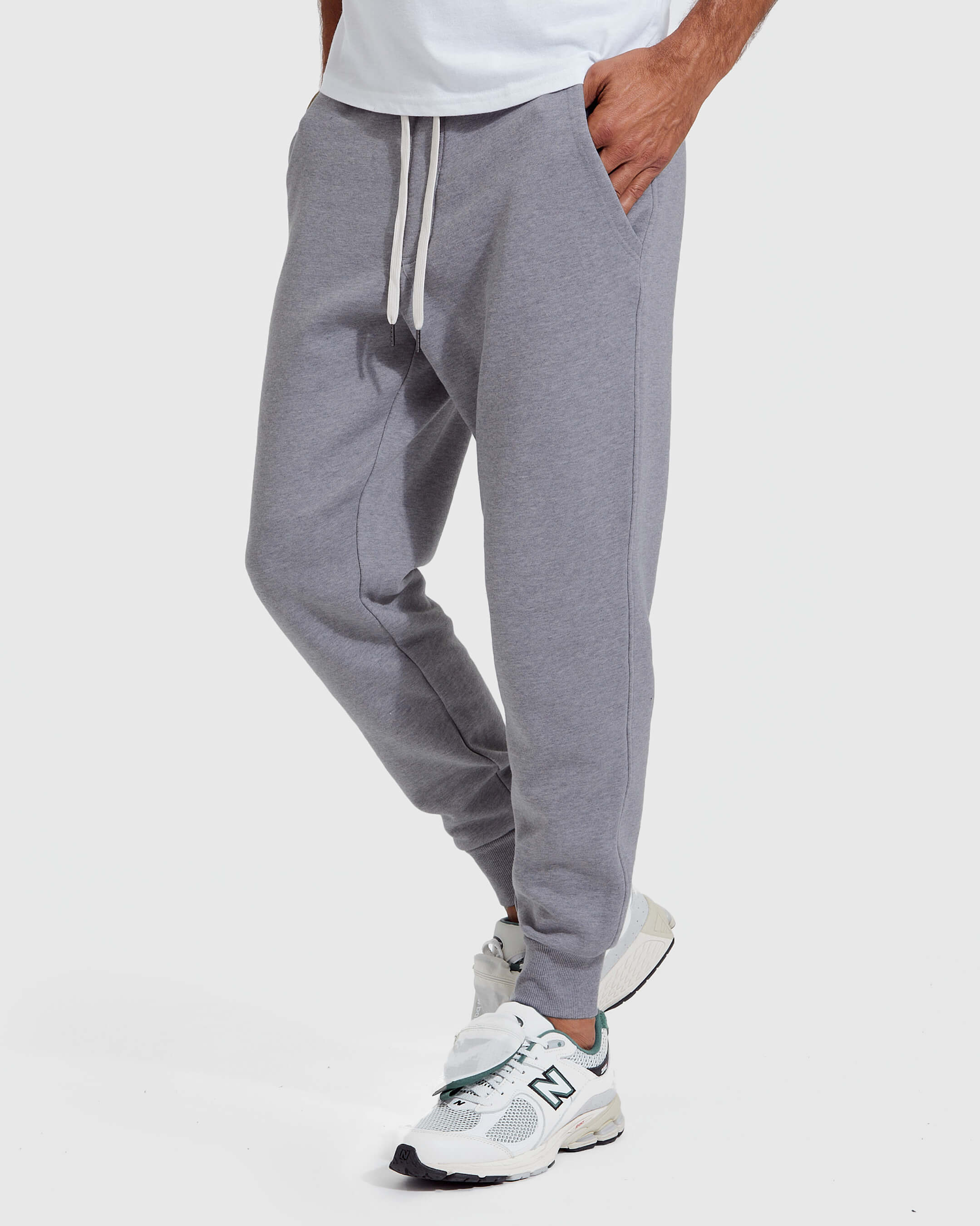 Heather Gray Fleece French Terry Joggers - Image 3