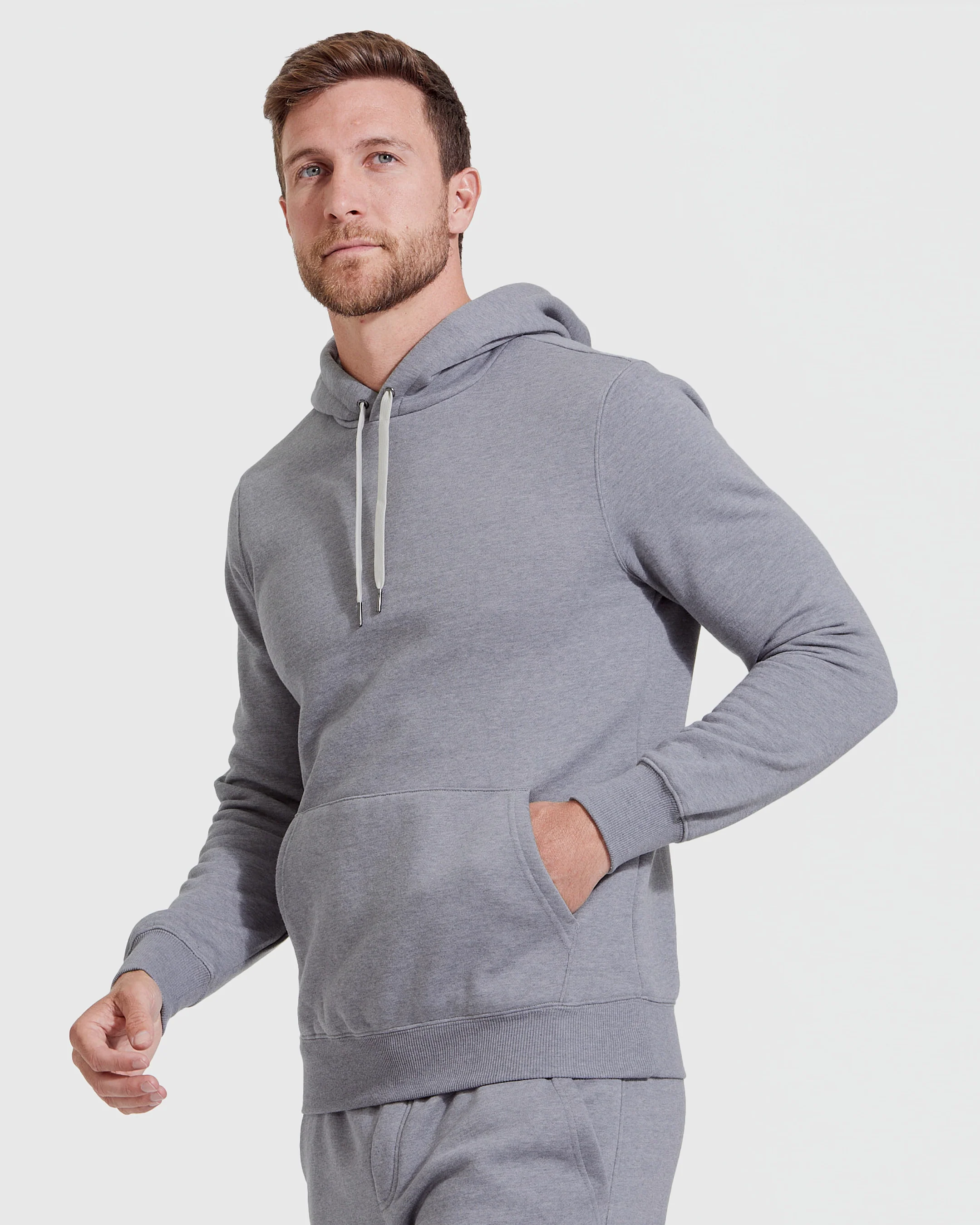 Heather Gray Fleece French Terry Pullover Hoodie - Image 4