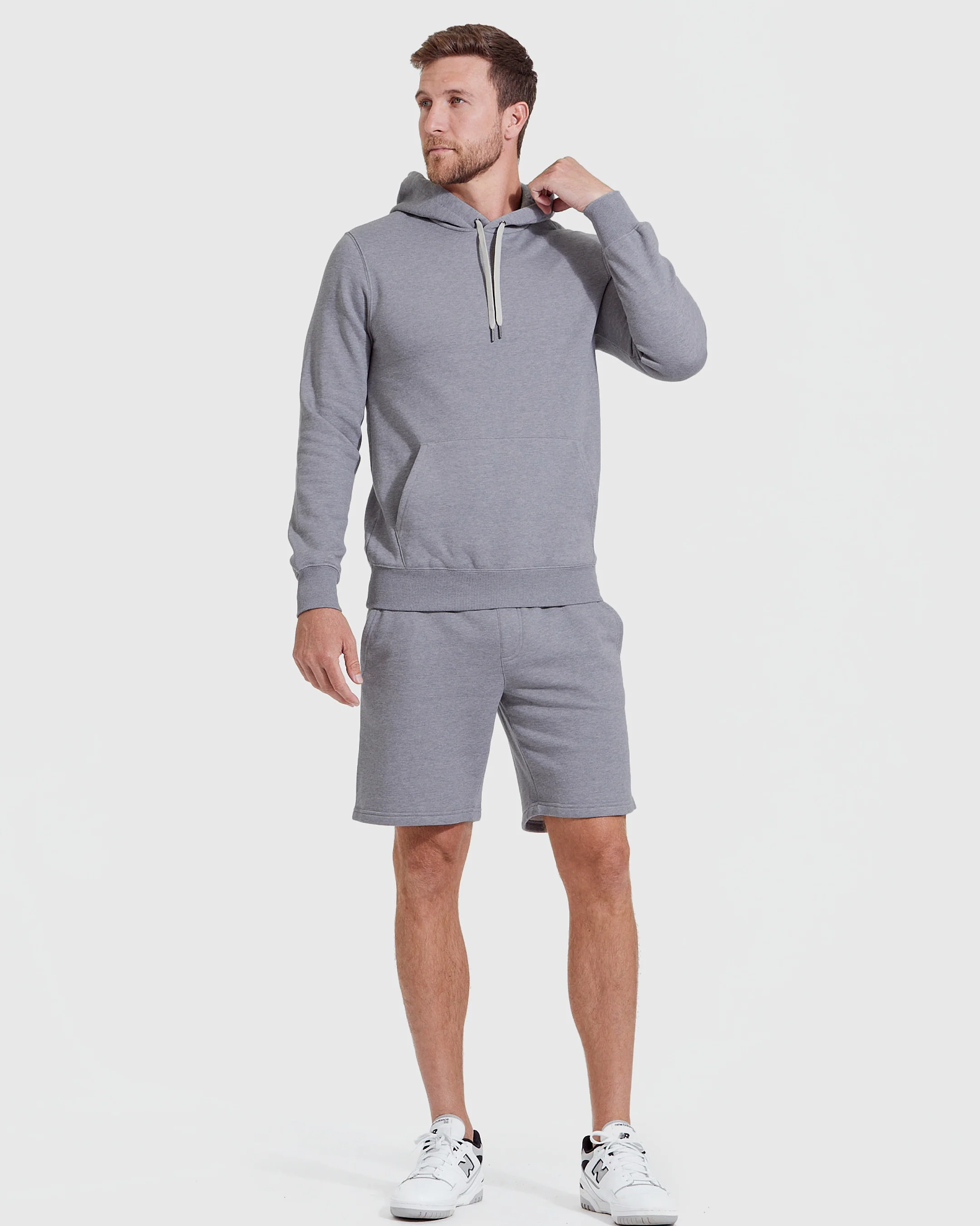 Heather Gray Fleece French Terry Pullover Hoodie - Image 7
