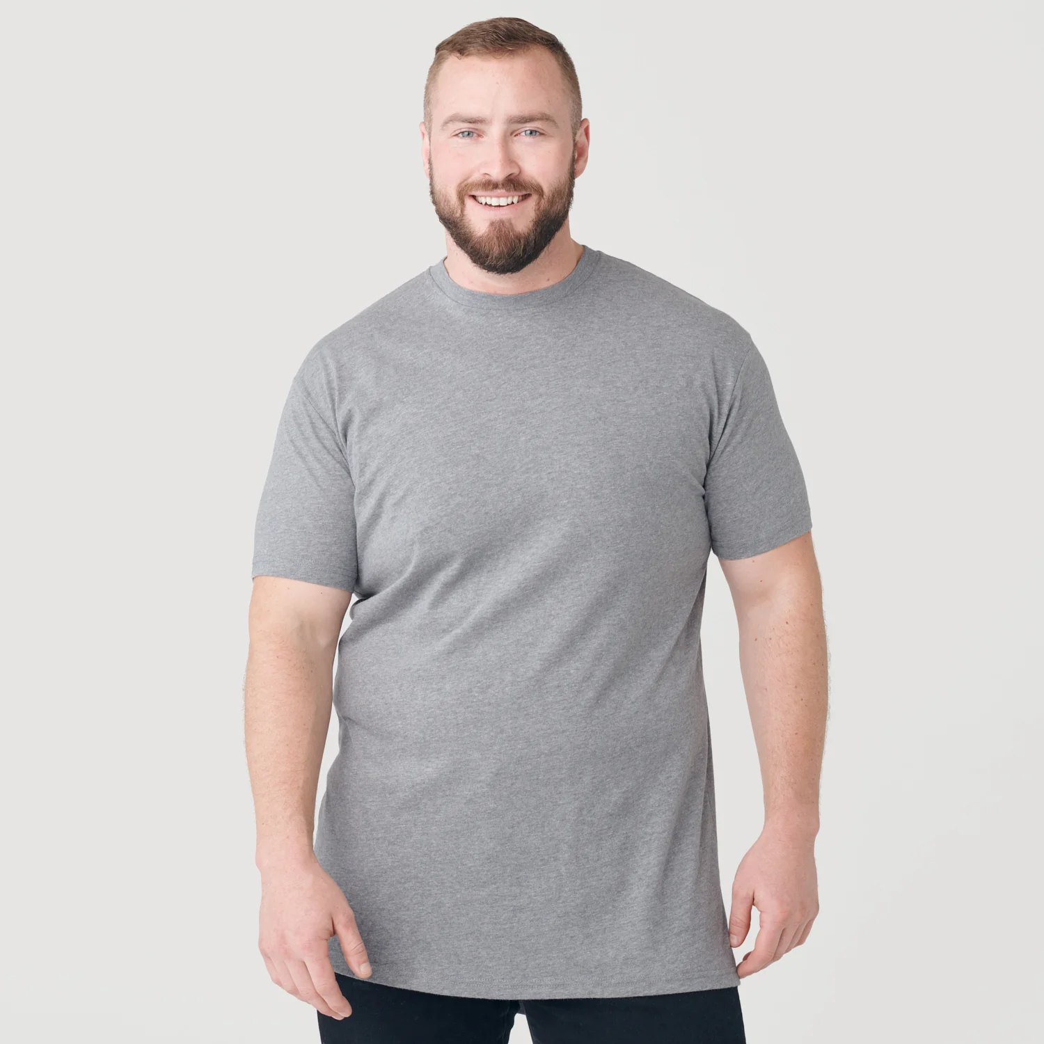 Heather Gray Tall Round Hem Crew Neck T-Shirt - Image 10