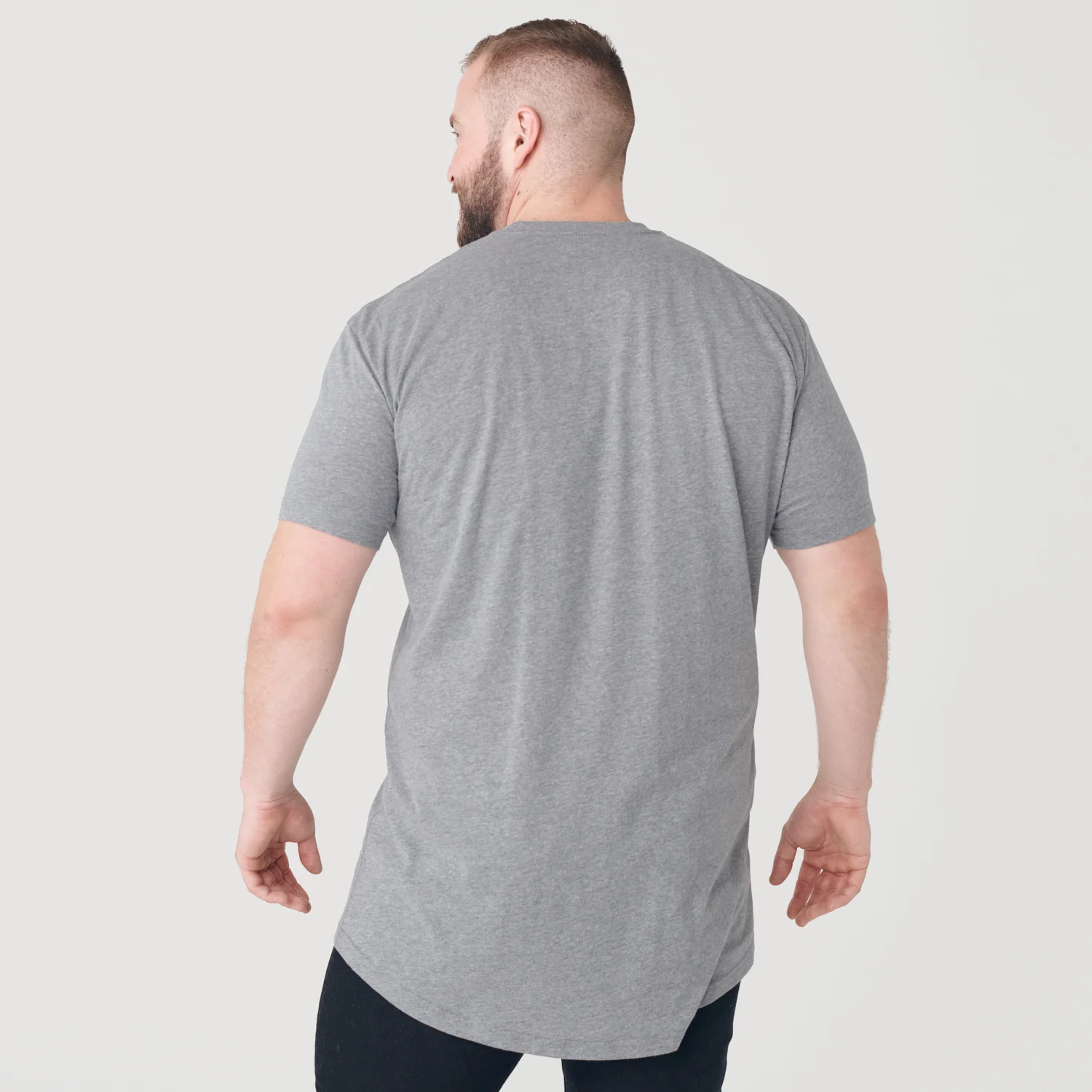 Heather Gray Tall Round Hem Crew Neck T-Shirt - Image 11