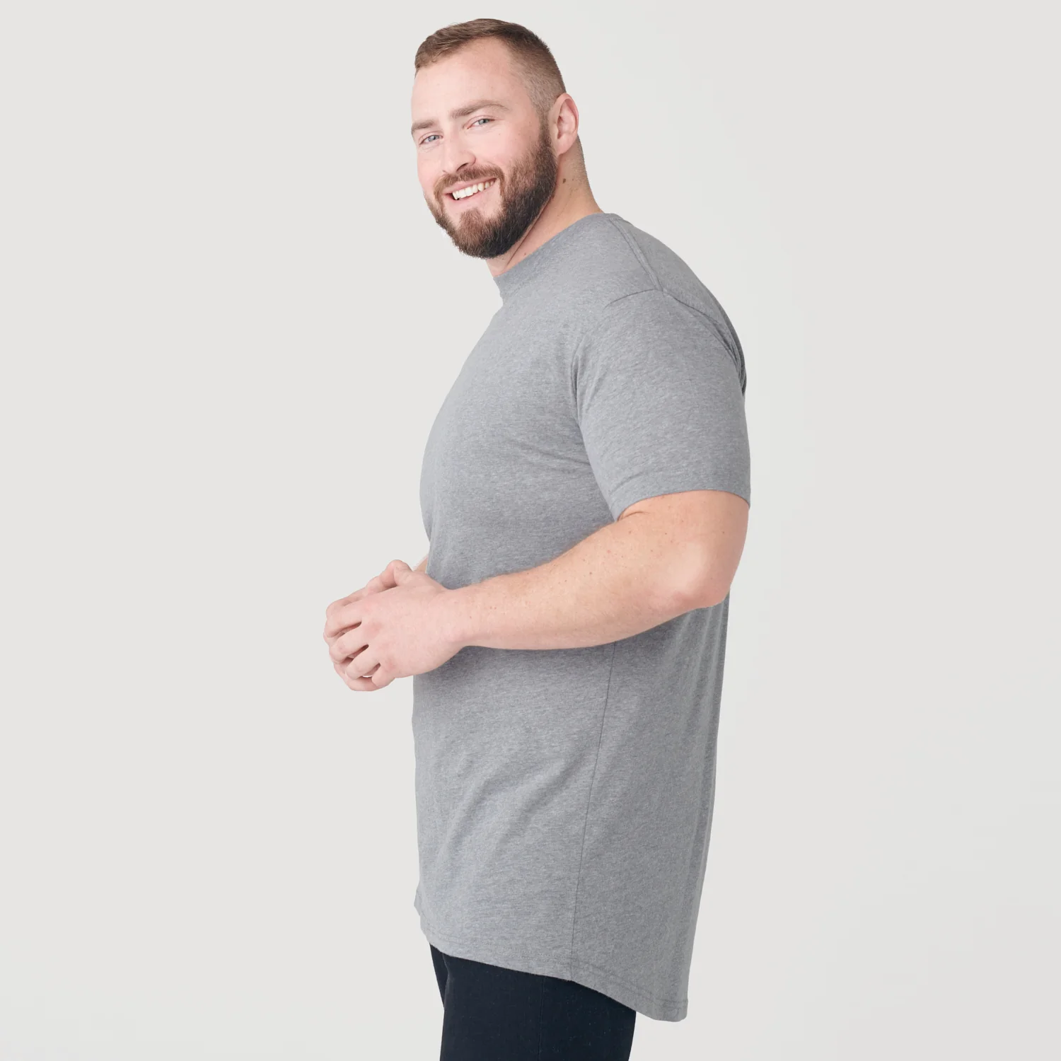 Heather Gray Tall Round Hem Crew Neck T-Shirt - Image 12