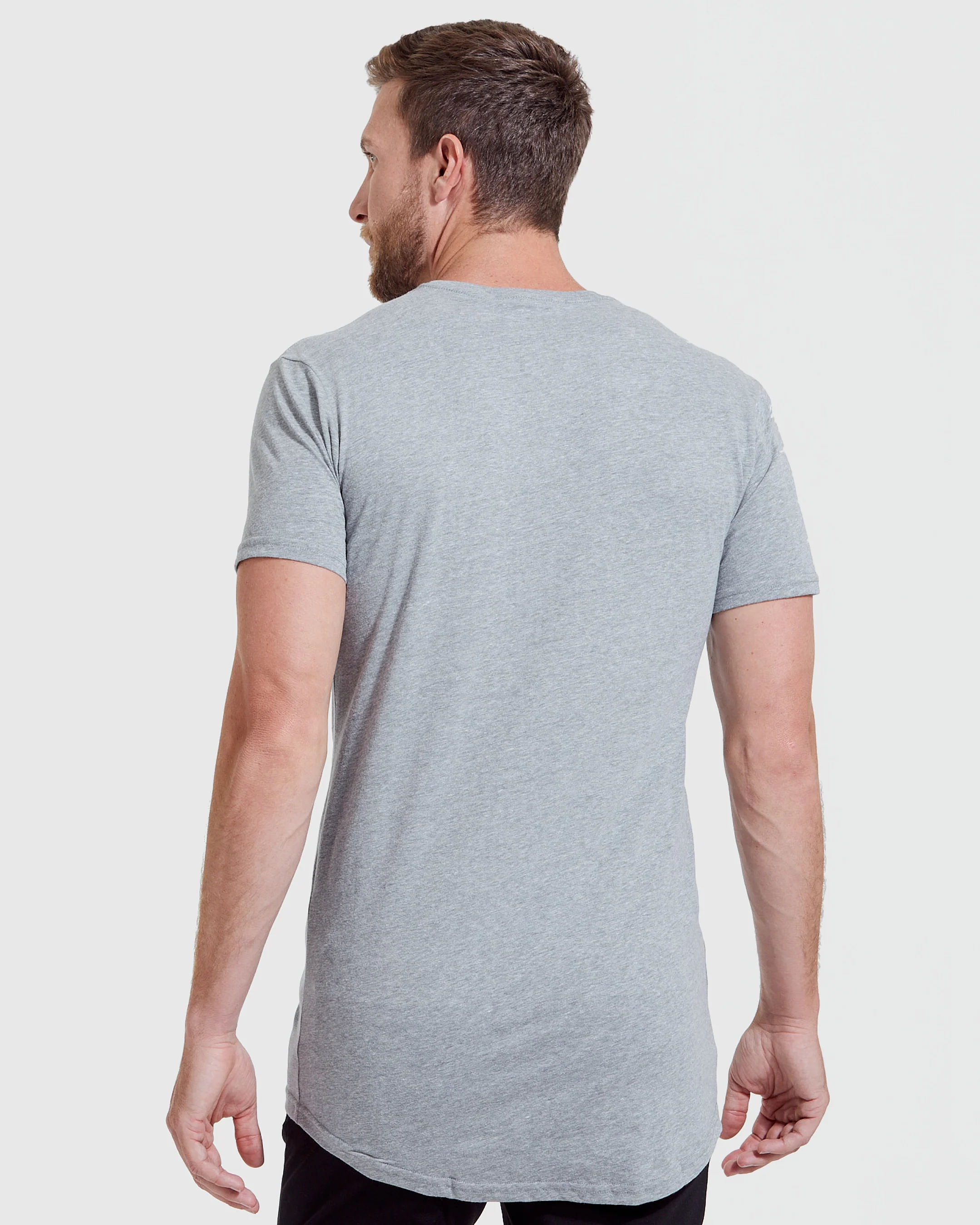 Heather Gray Tall Round Hem Crew Neck T-Shirt - Image 4