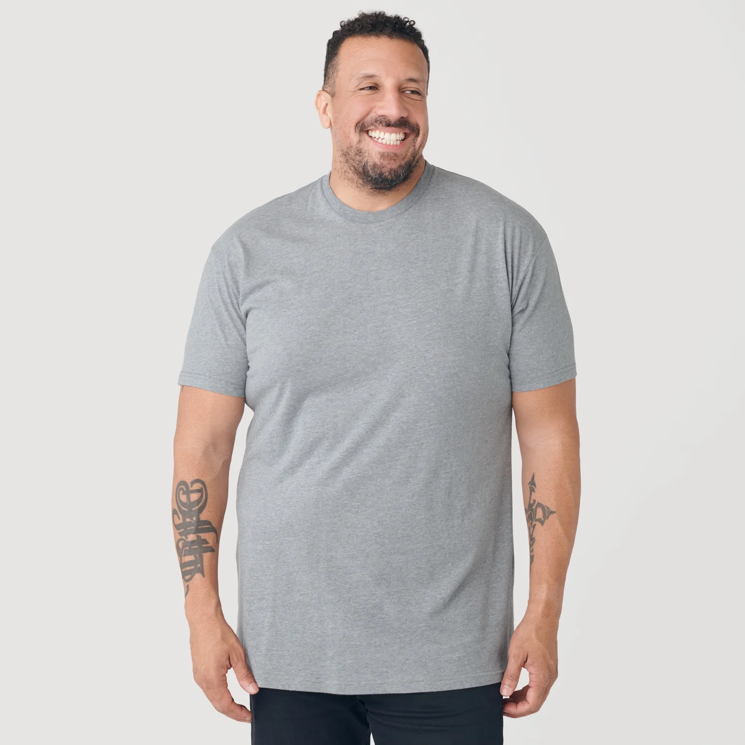 Heather Gray Tall Round Hem Crew Neck T-Shirt - Image 7