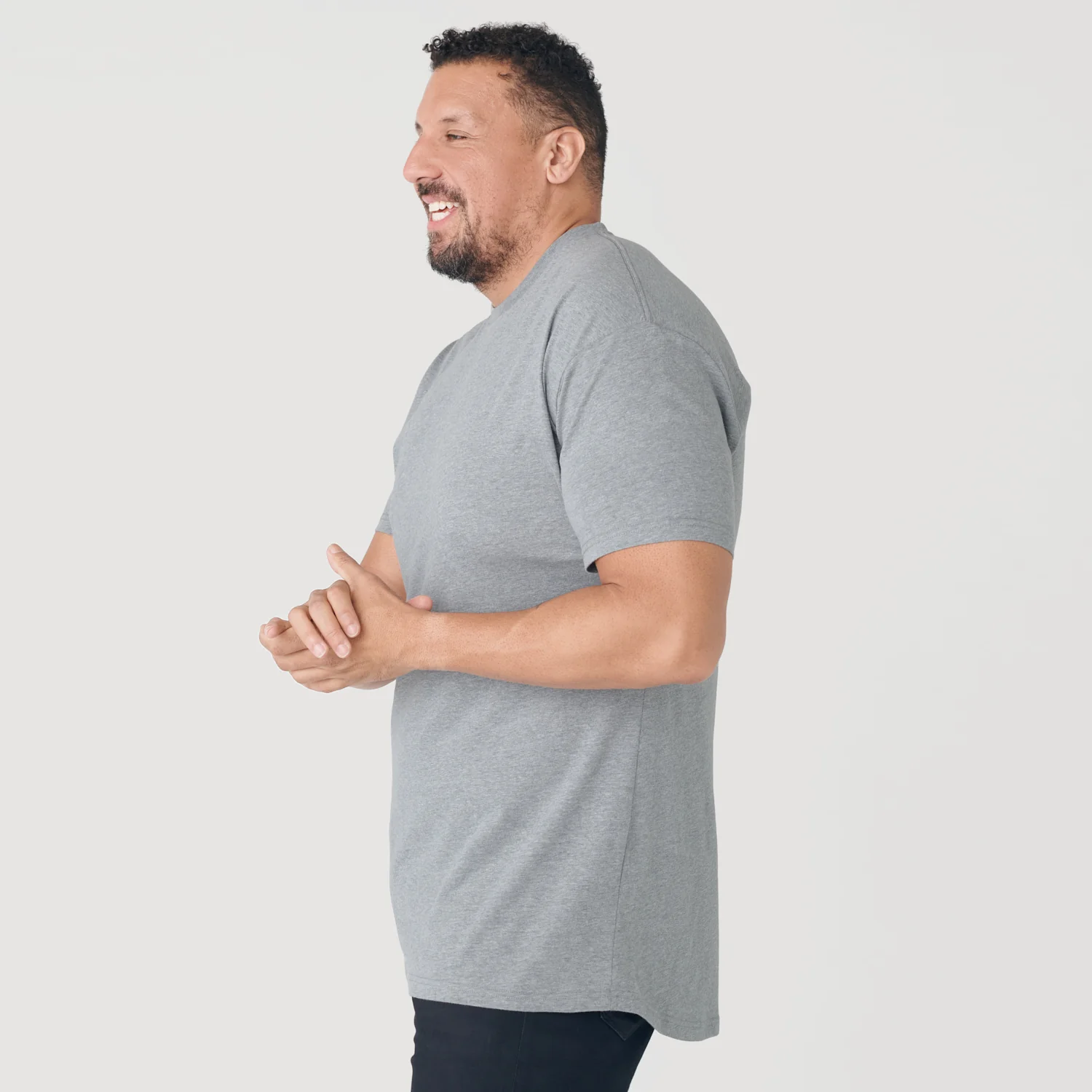 Heather Gray Tall Round Hem Crew Neck T-Shirt - Image 9