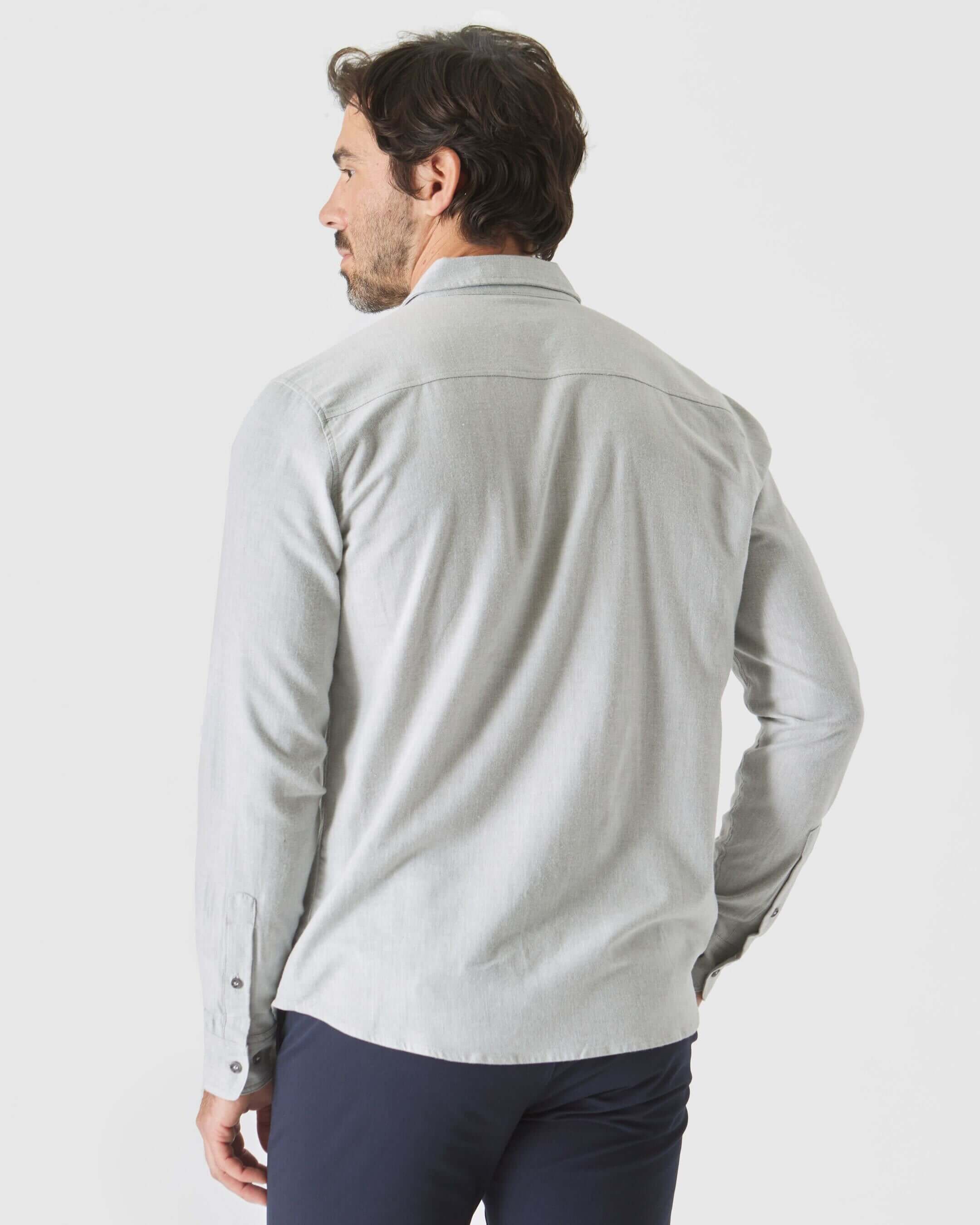 Heather Gray Long Sleeve Lightweight Flannel Shirt - Image 3