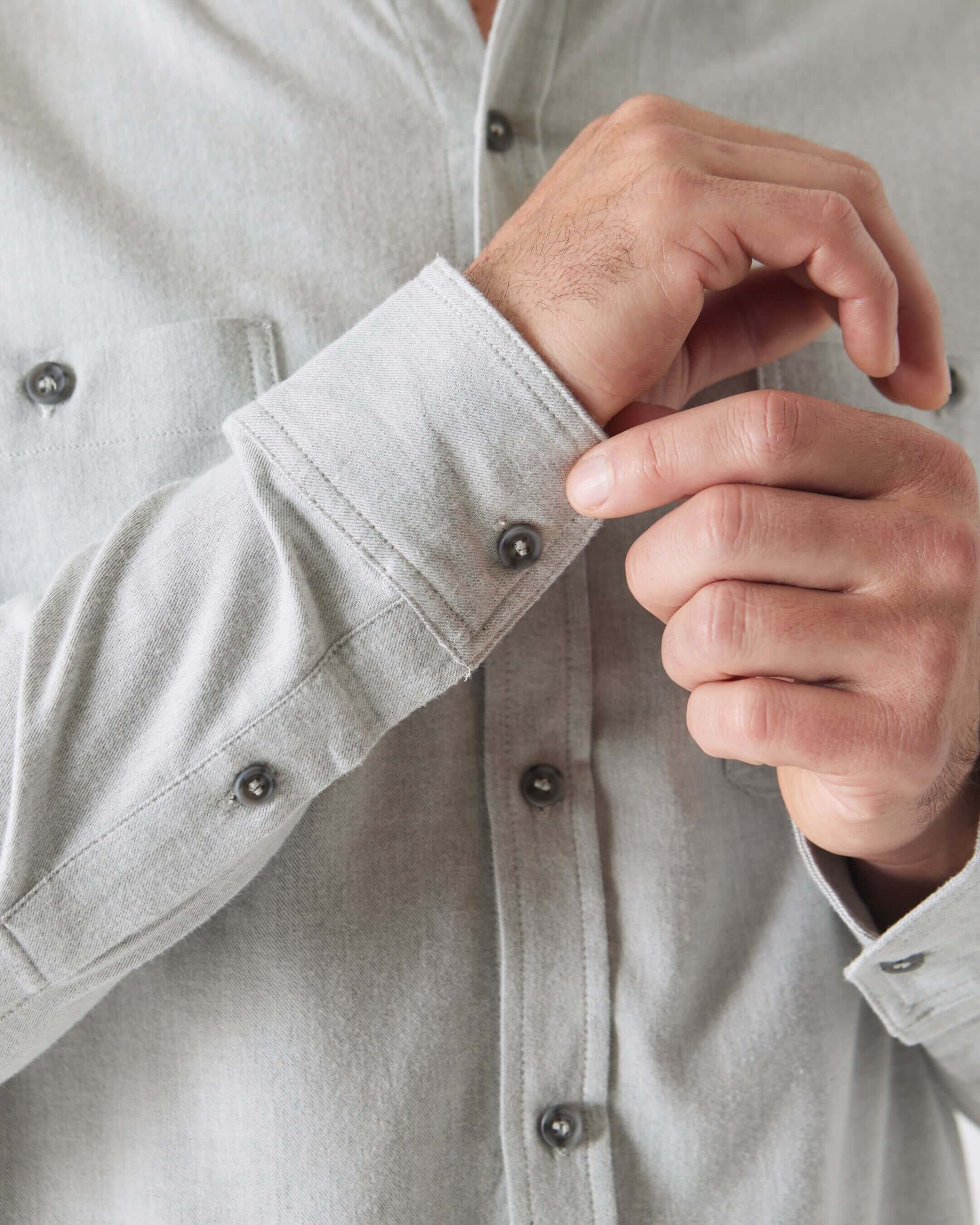 Heather Gray Long Sleeve Lightweight Flannel Shirt - Image 6