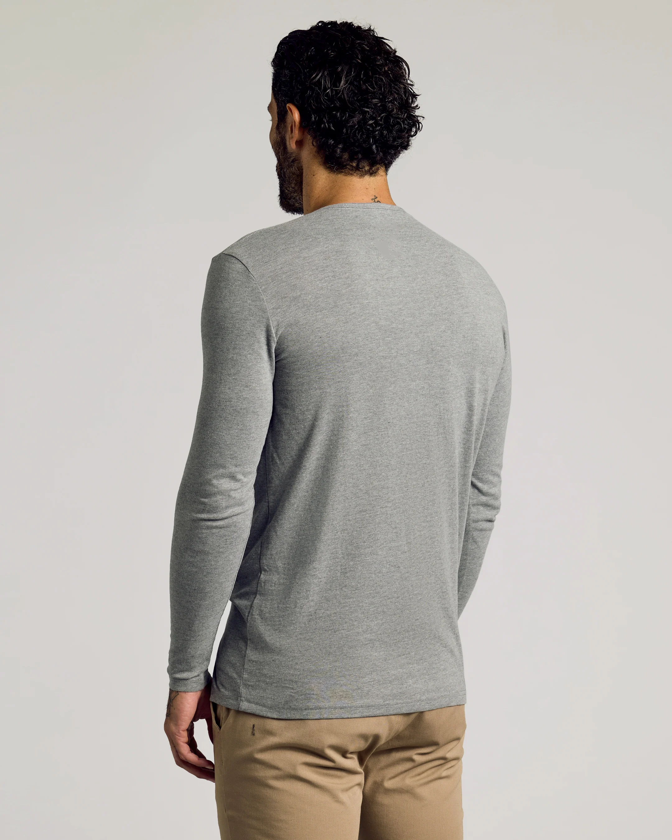Heather Gray Tall Classic Long Sleeve Henley - Image 3