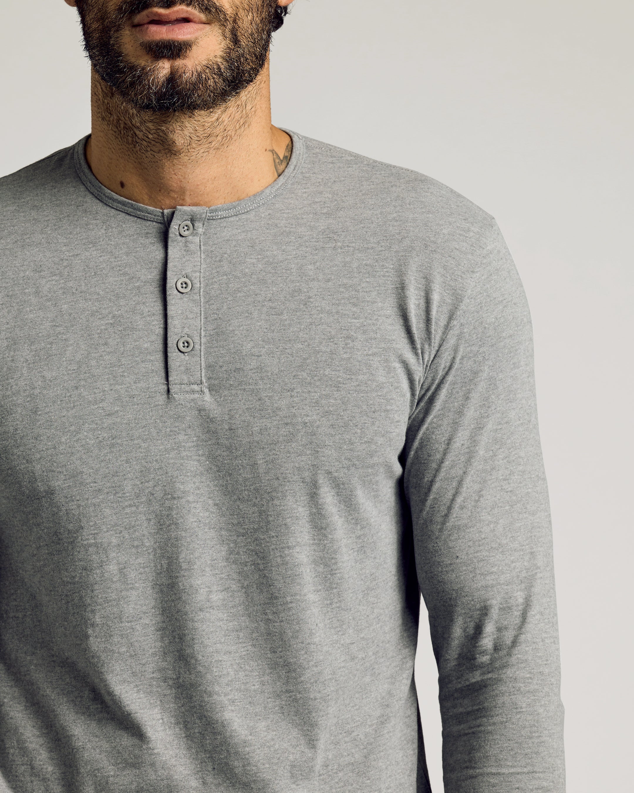 Heather Gray Tall Classic Long Sleeve Henley - Image 4