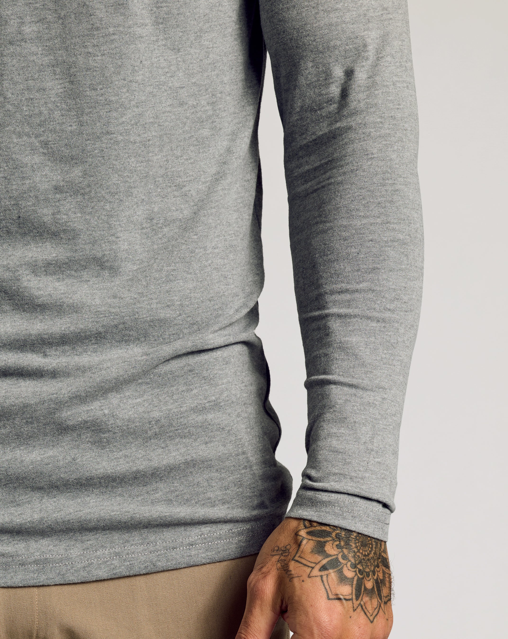 Heather Gray Tall Classic Long Sleeve Henley - Image 5