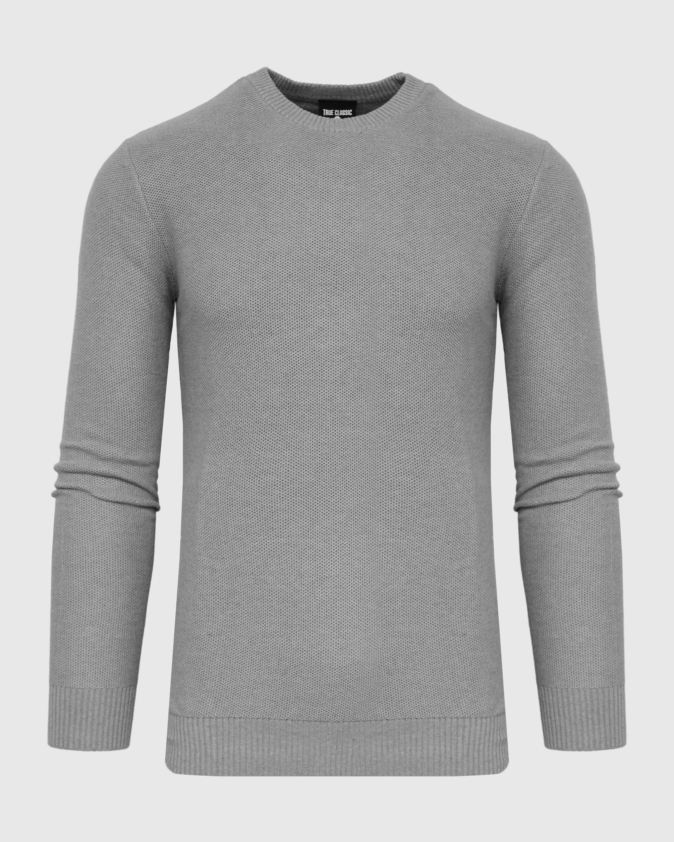 Heather Gray Pique Crew Sweater - Image 2