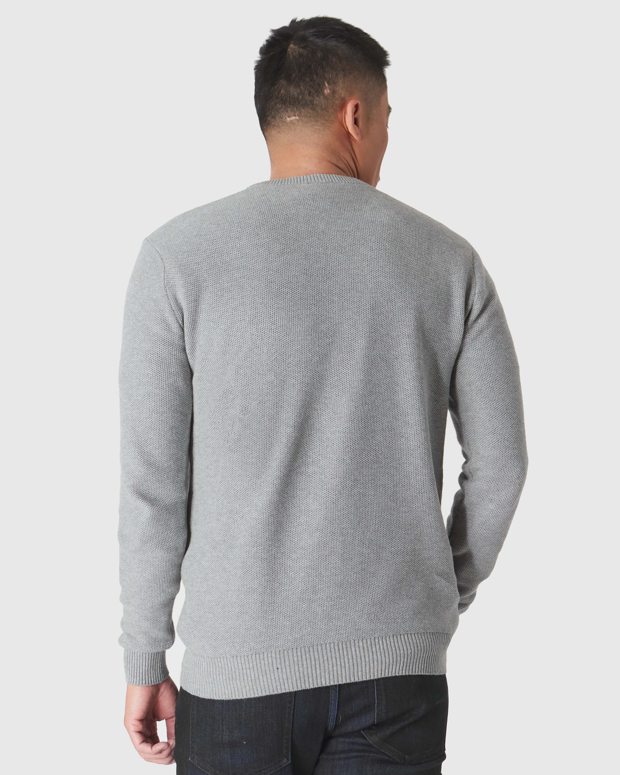 Heather Gray Pique Crew Sweater - Image 3