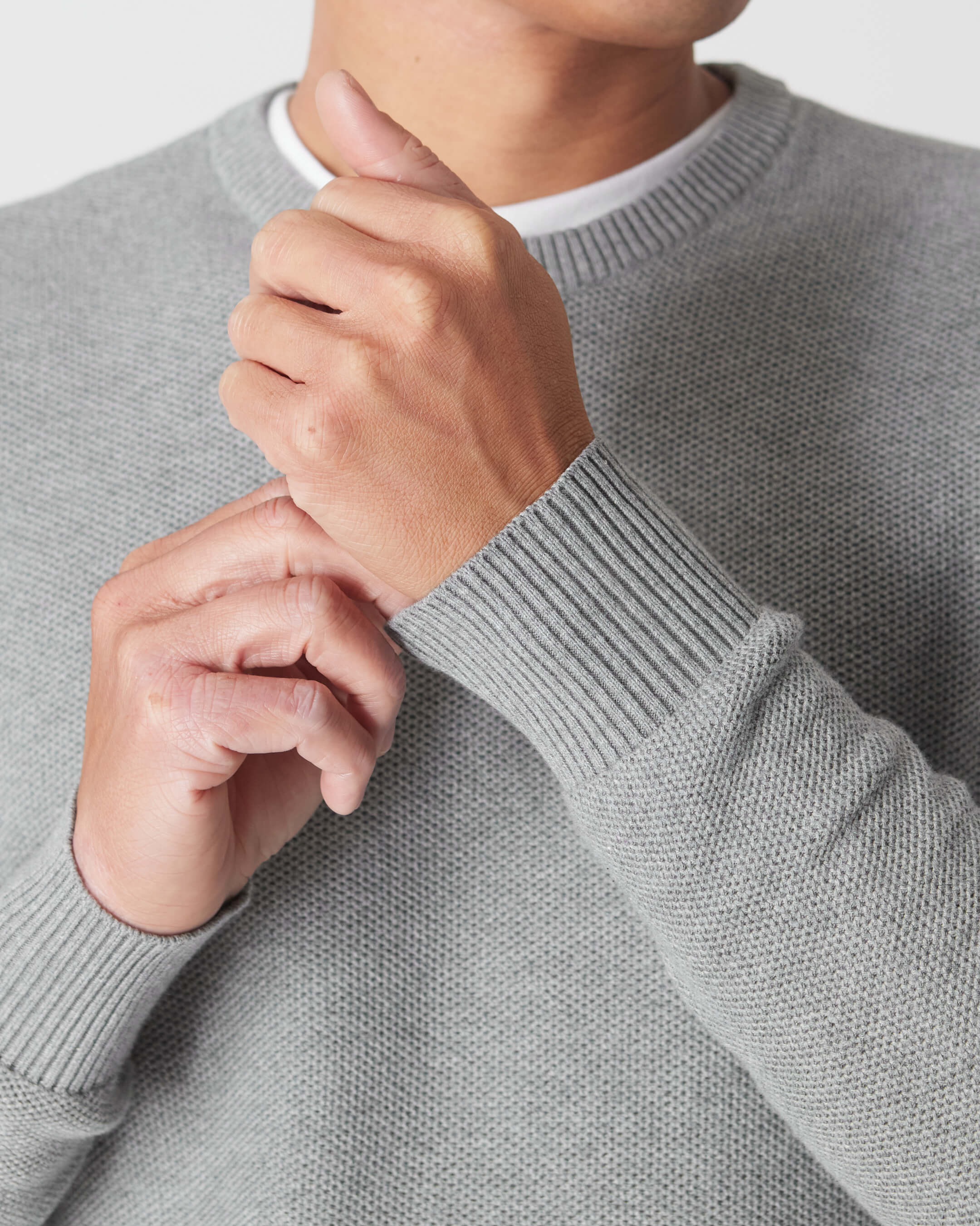 Heather Gray Pique Crew Sweater - Image 5