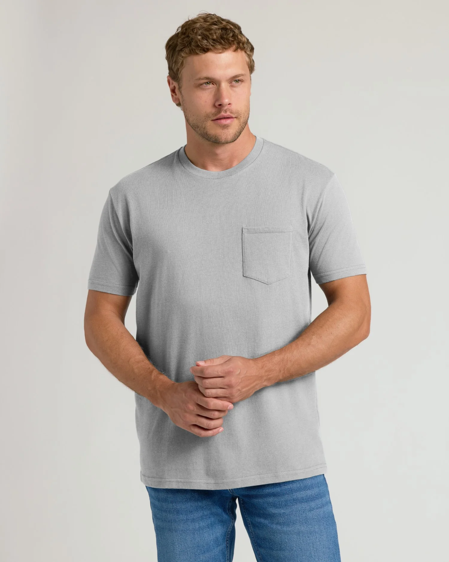 Heather Gray Pocket Crew Tee - Image 4