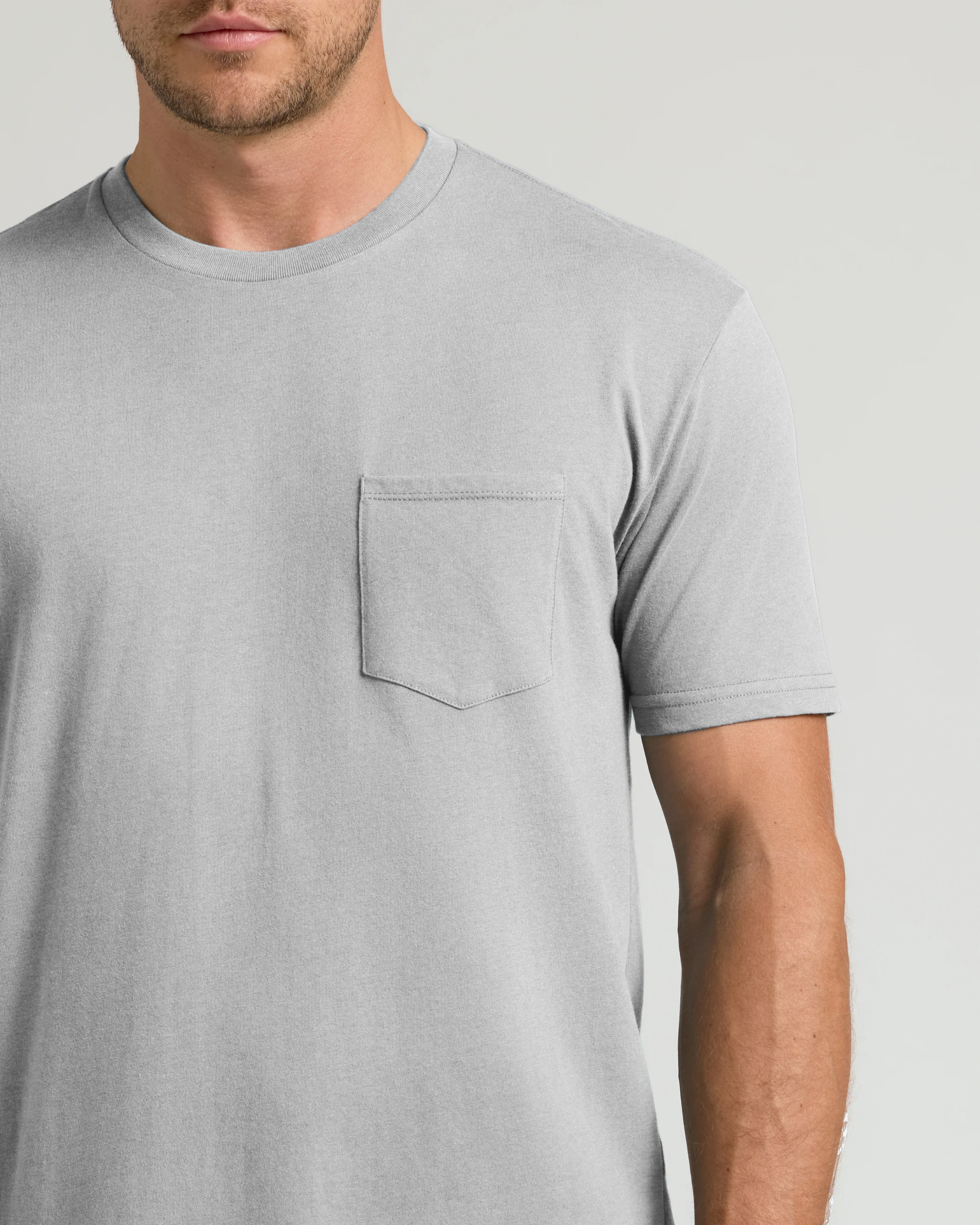 Heather Gray Pocket Crew Tee - Image 5