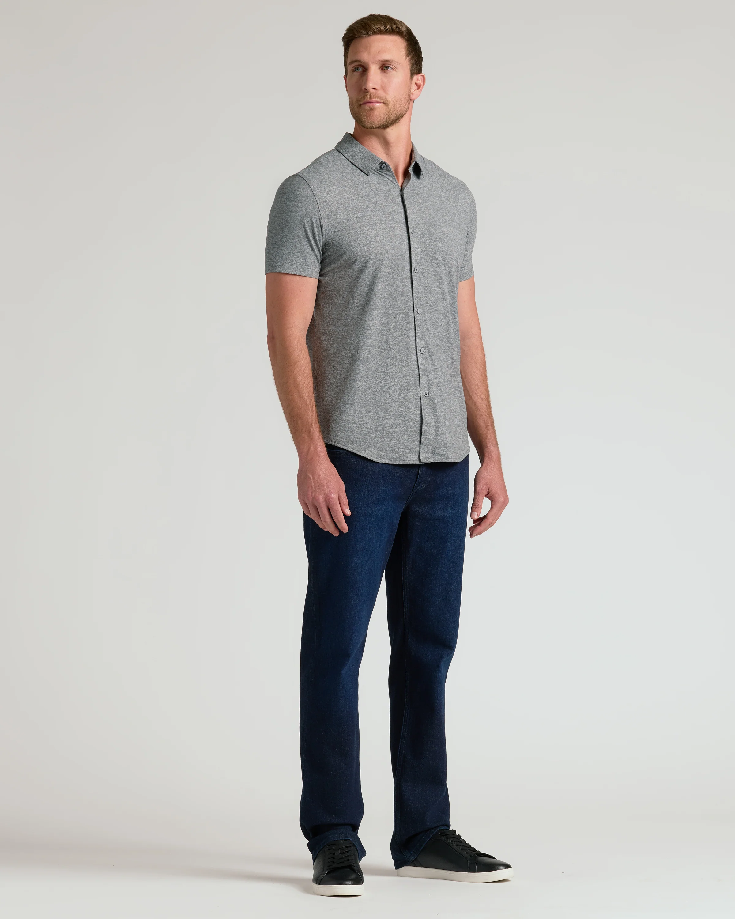 Heather Gray Short Sleeve Comfort Knit Shirt - Image 6