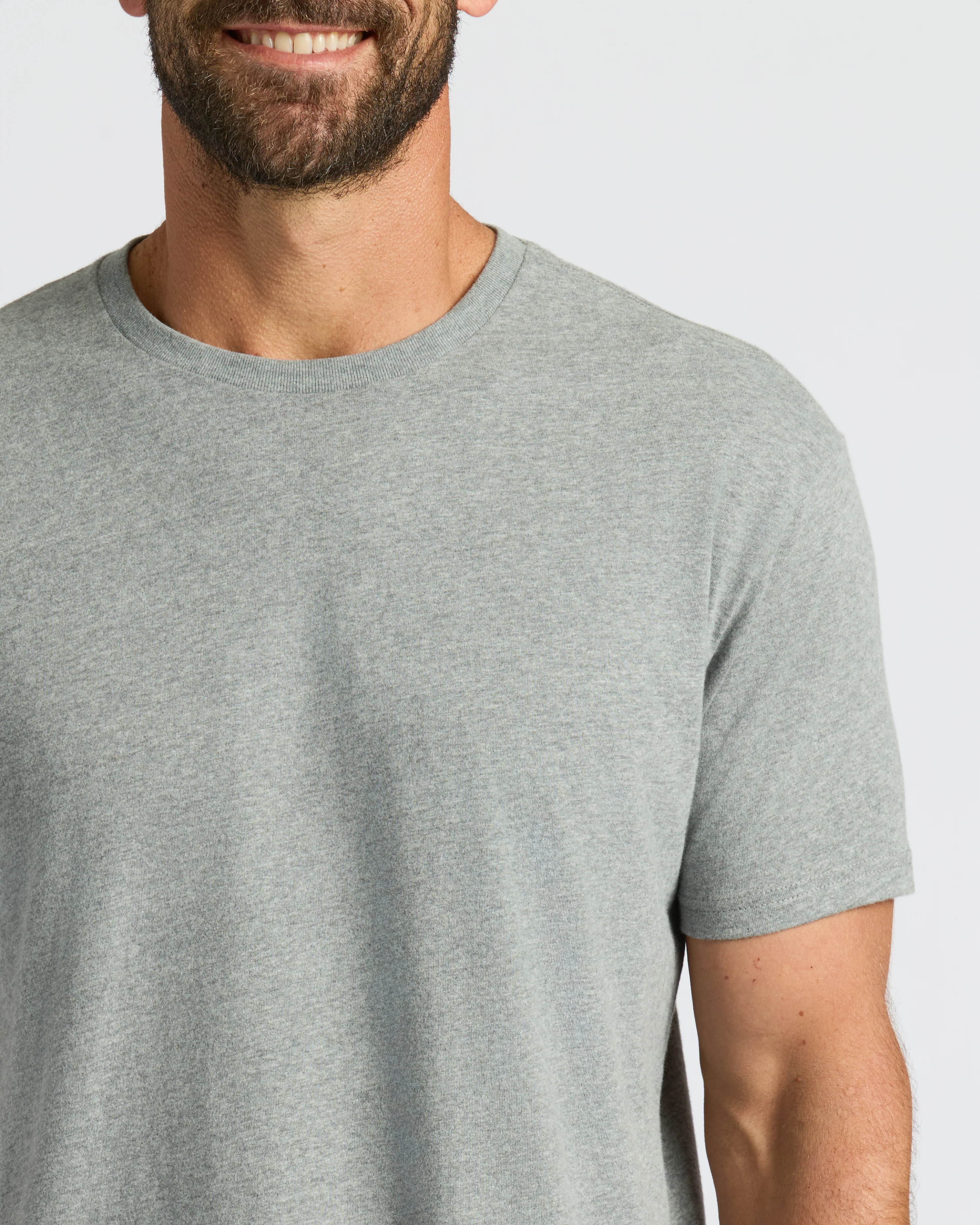 Heather Gray Curved Hem Classic Crew Neck - Image 6