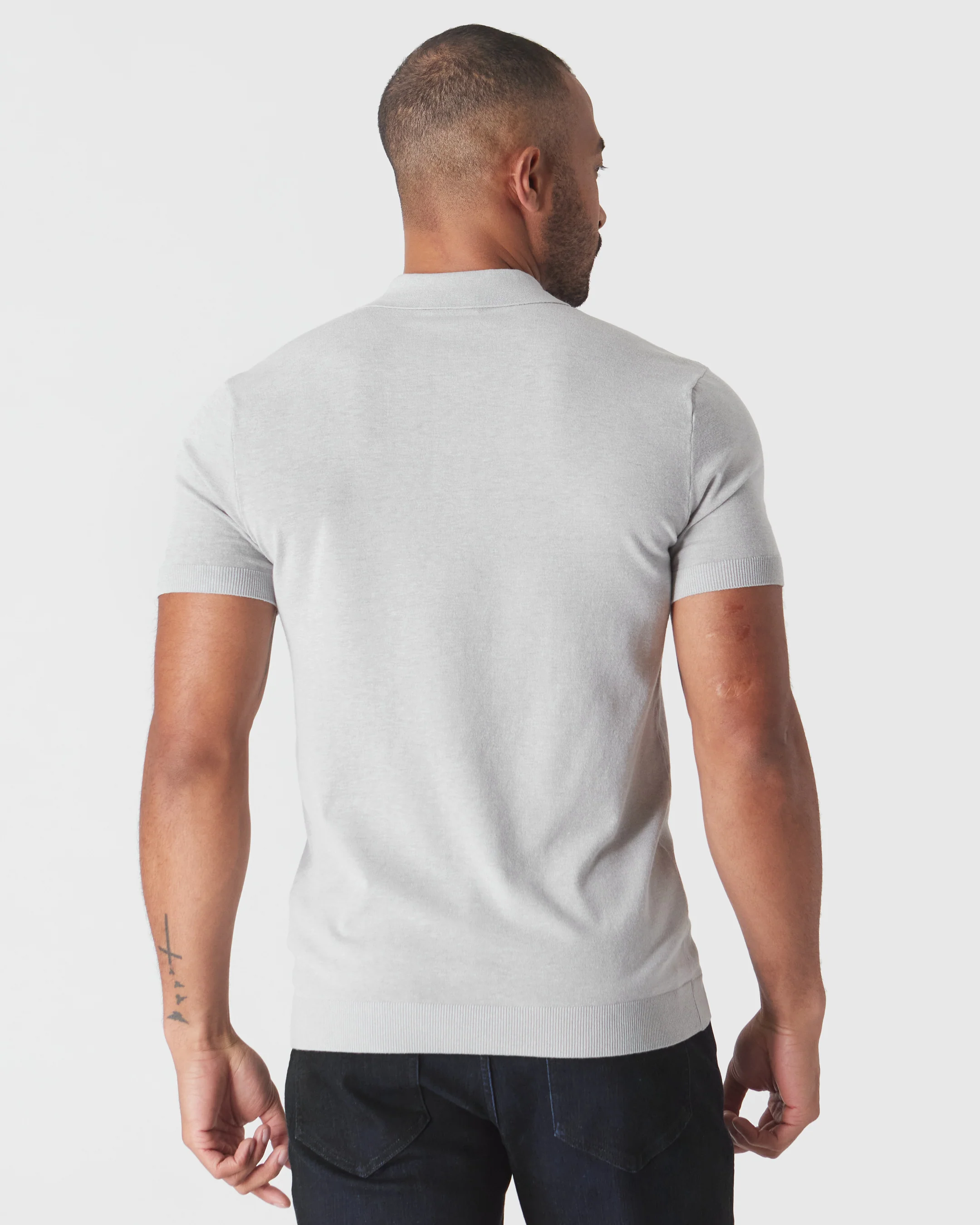 Heather Gray Short Sleeve Sweater Polo - Image 3