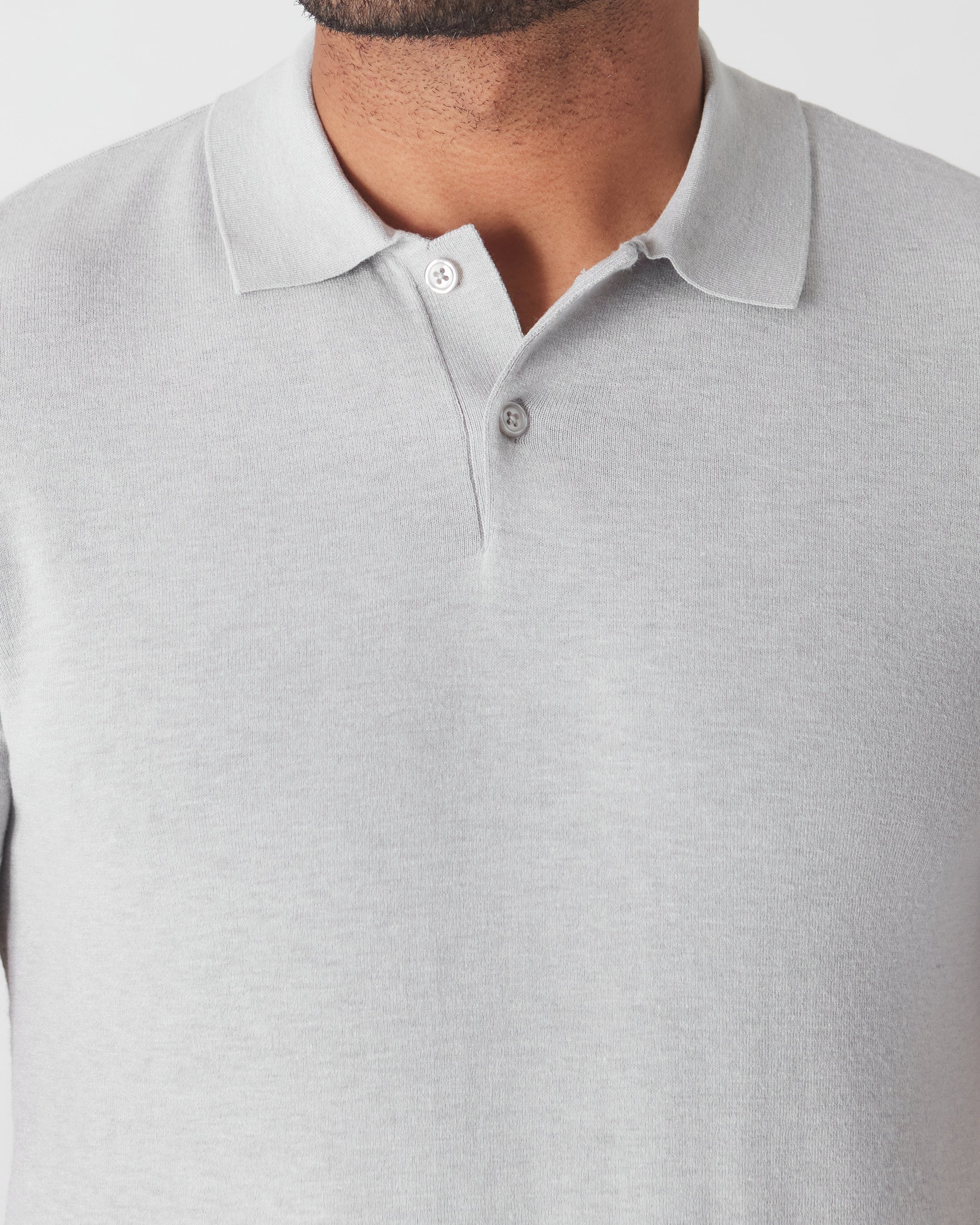 Heather Gray Short Sleeve Sweater Polo - Image 5