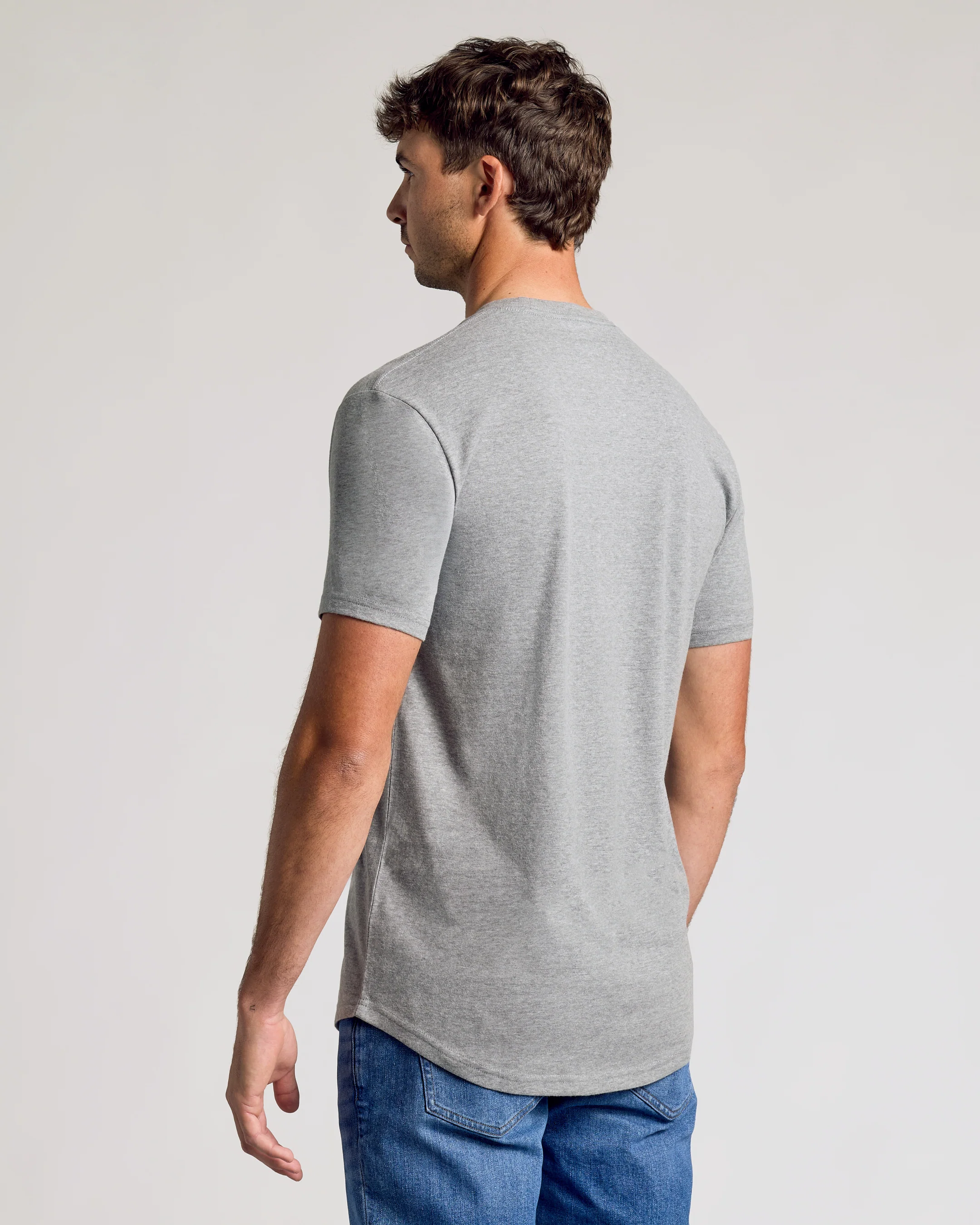 Heather Gray Short Sleeve Tall Curved Hem Crew - Image 3