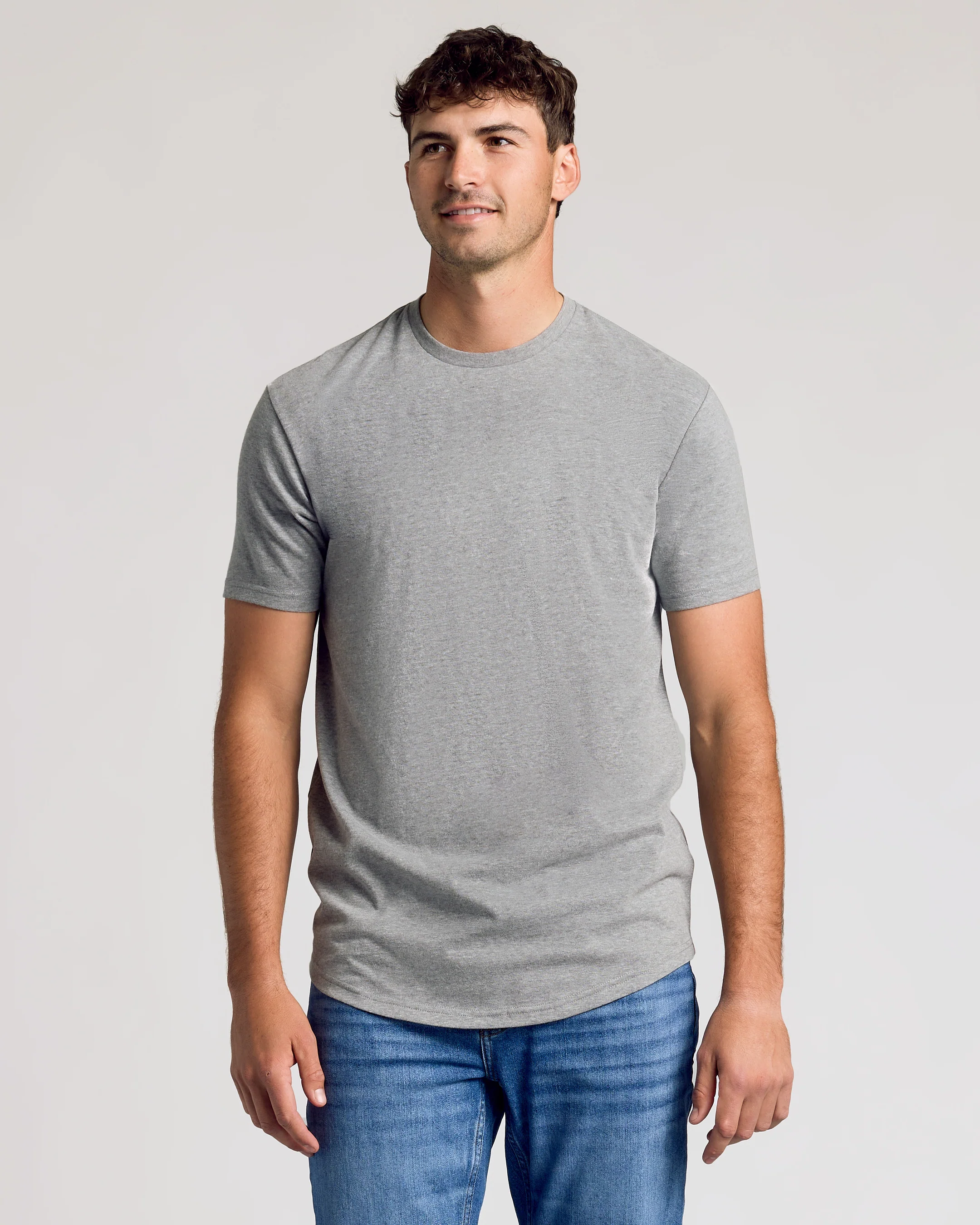 Heather Gray Short Sleeve Tall Curved Hem Crew - Image 4