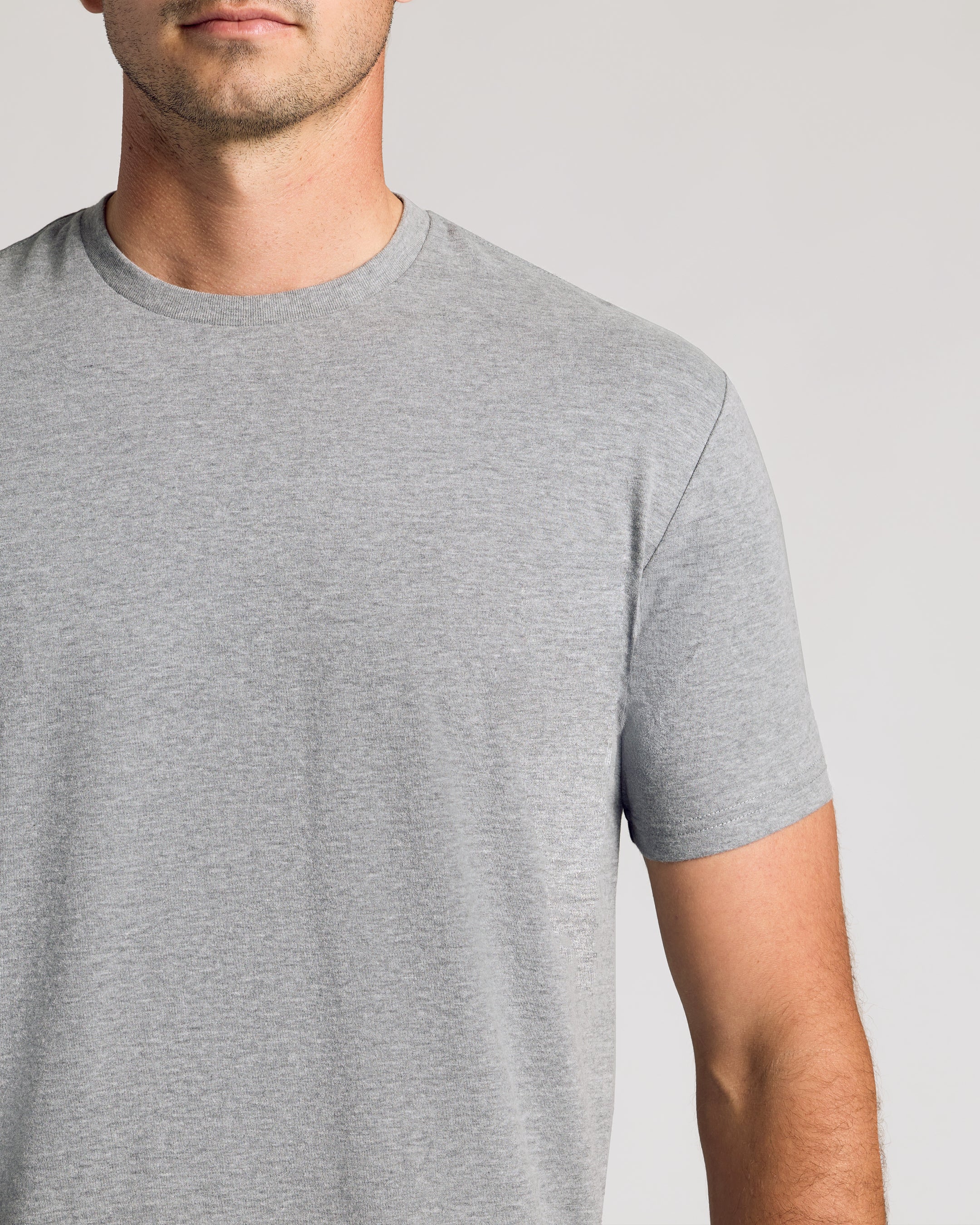 Heather Gray Short Sleeve Tall Curved Hem Crew - Image 5