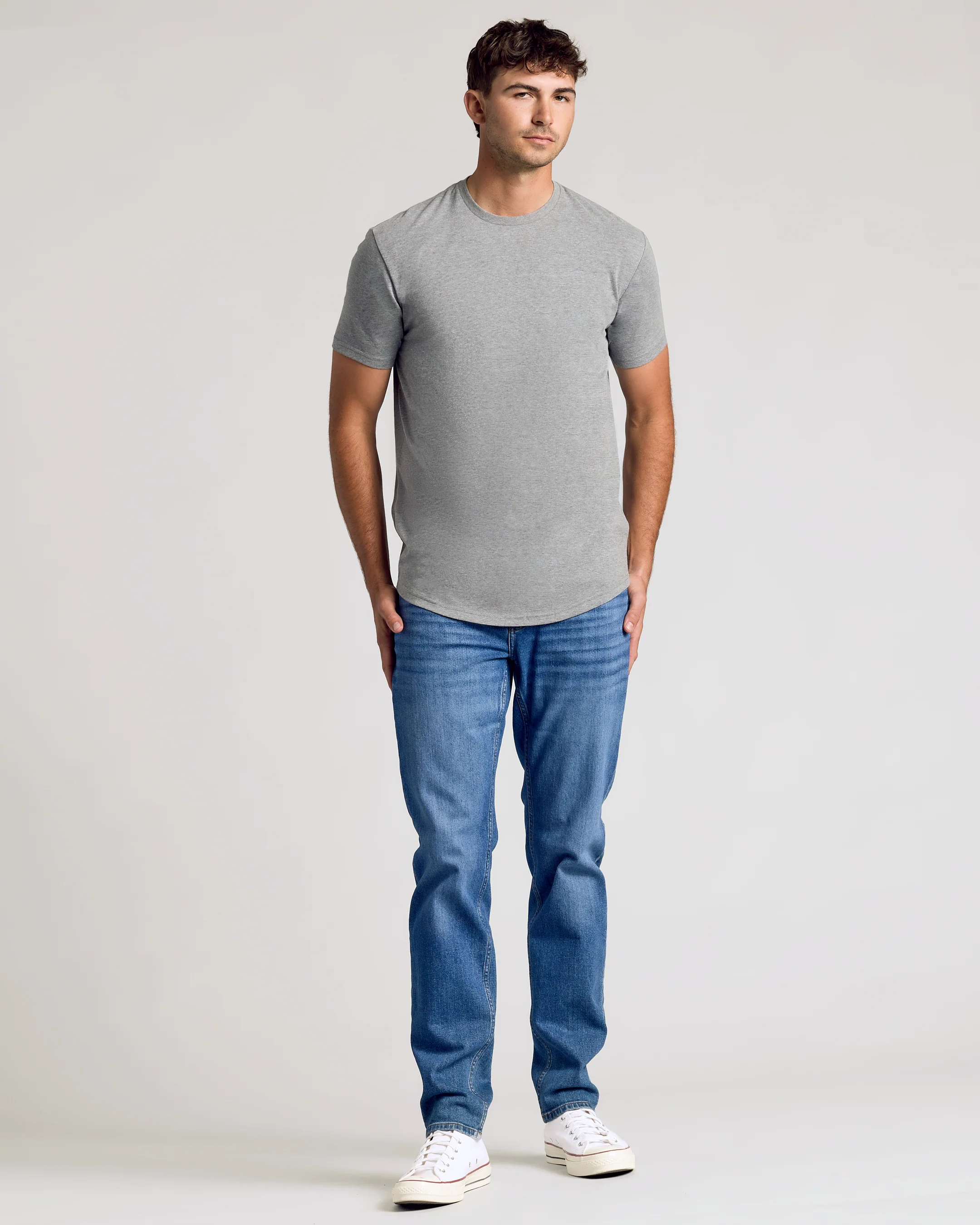 Heather Gray Short Sleeve Tall Curved Hem Crew - Image 8