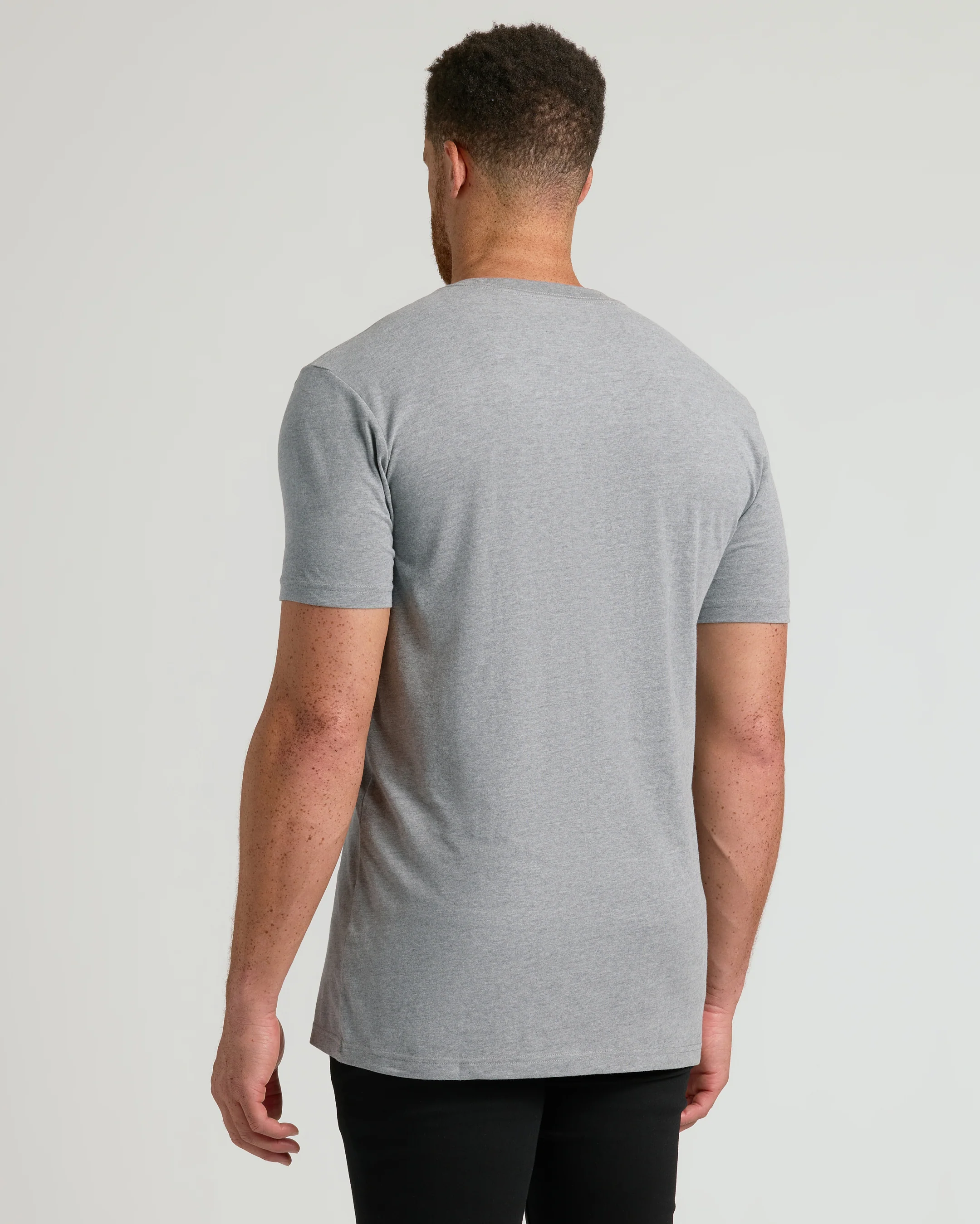 Heather Gray Tall Short Sleeve Classic V-Neck - Image 3