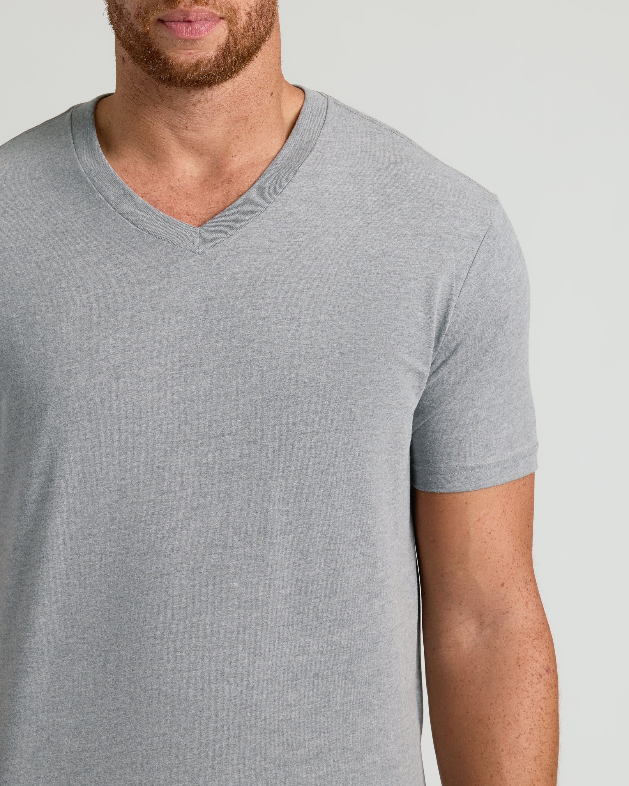 Heather Gray Tall Short Sleeve Classic V-Neck - Image 4