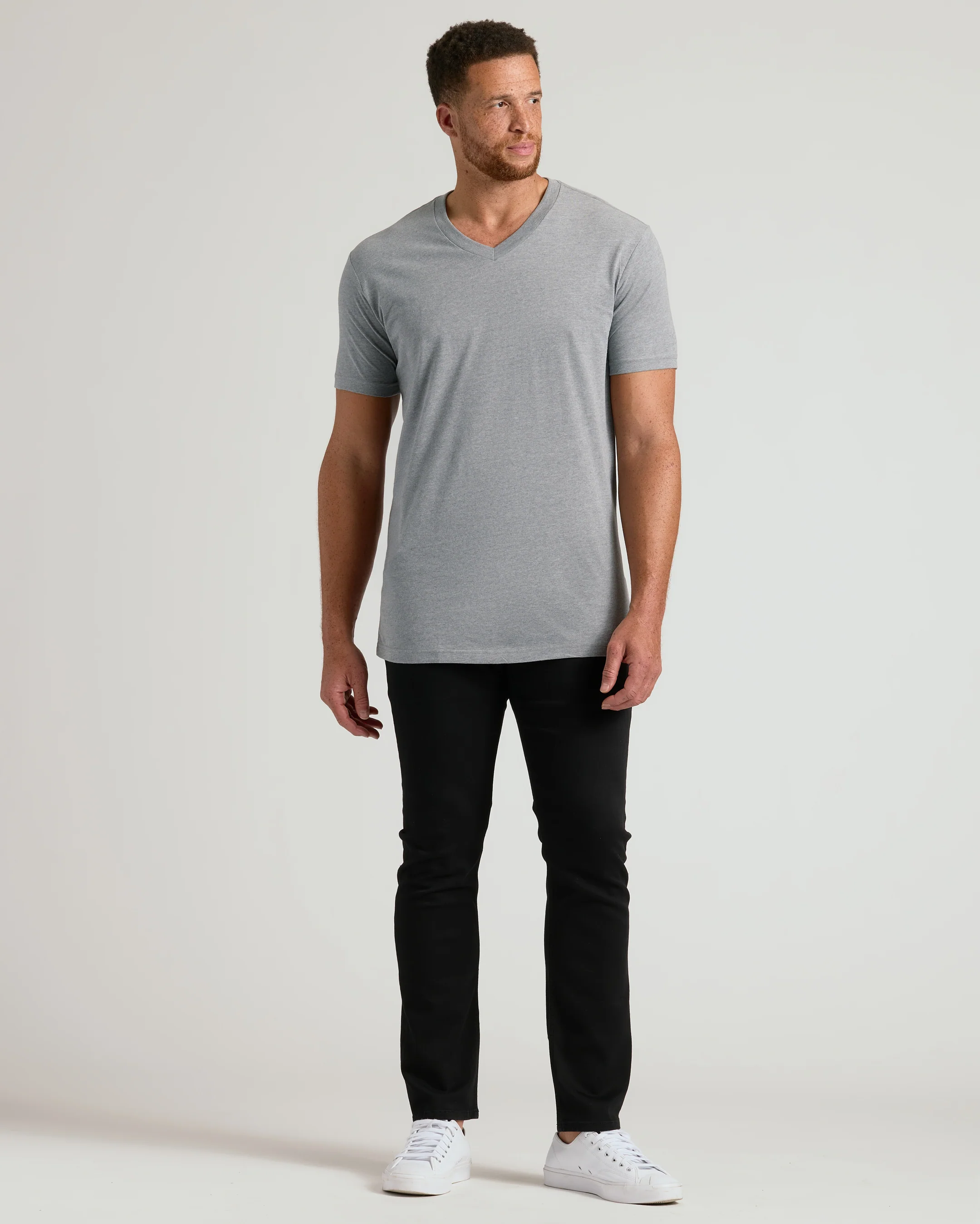 Heather Gray Tall Short Sleeve Classic V-Neck - Image 6