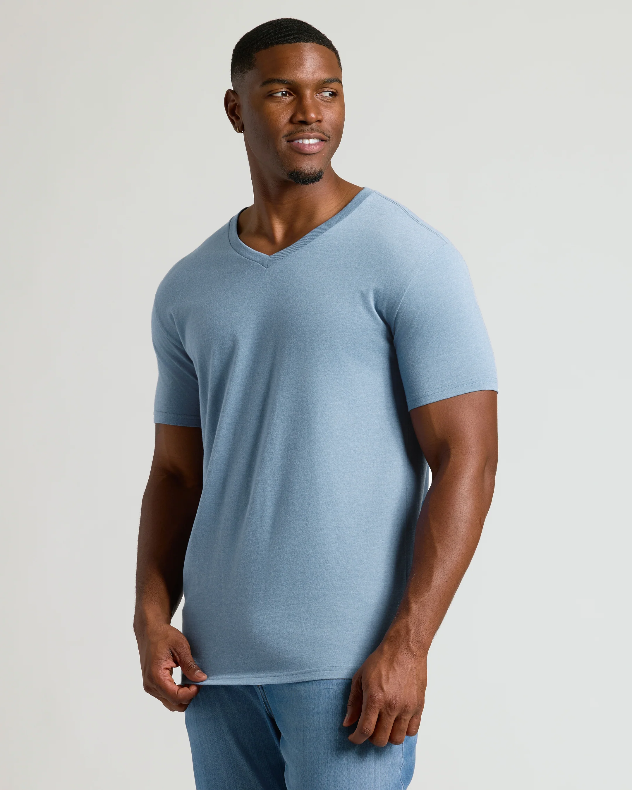 Heather Indigo Tall Short Sleeve Classic V-Neck