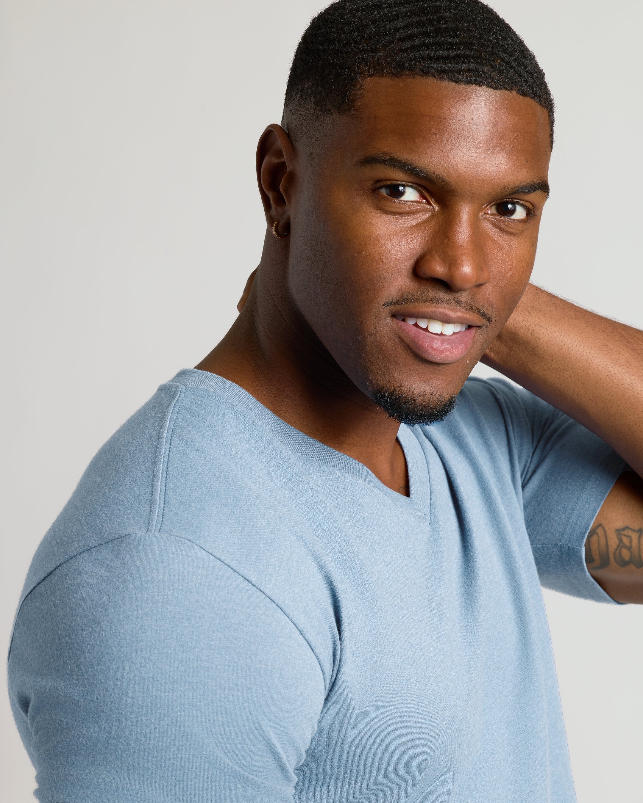 Heather Indigo Tall Short Sleeve Classic V-Neck - Image 4