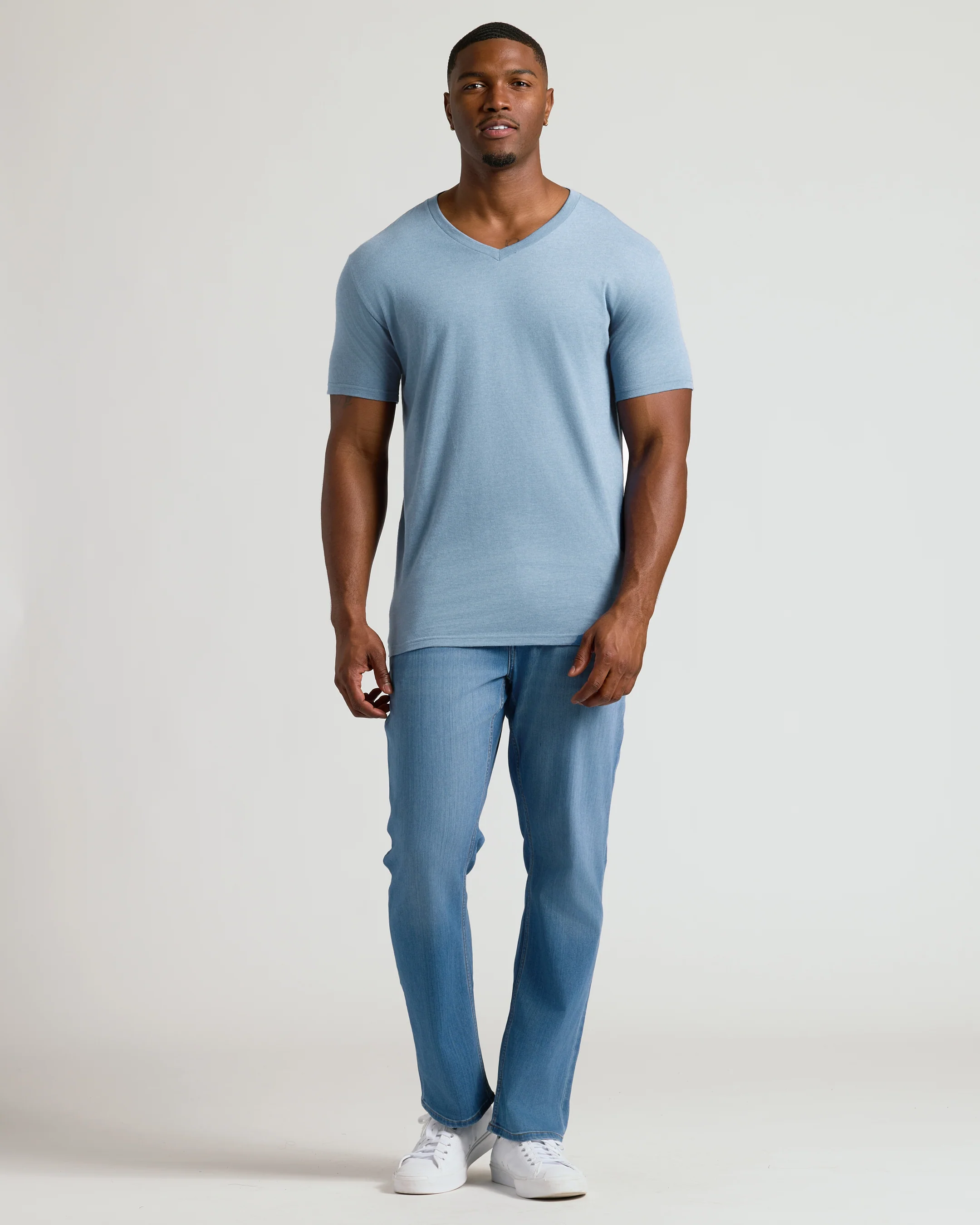 Heather Indigo Tall Short Sleeve Classic V-Neck - Image 8