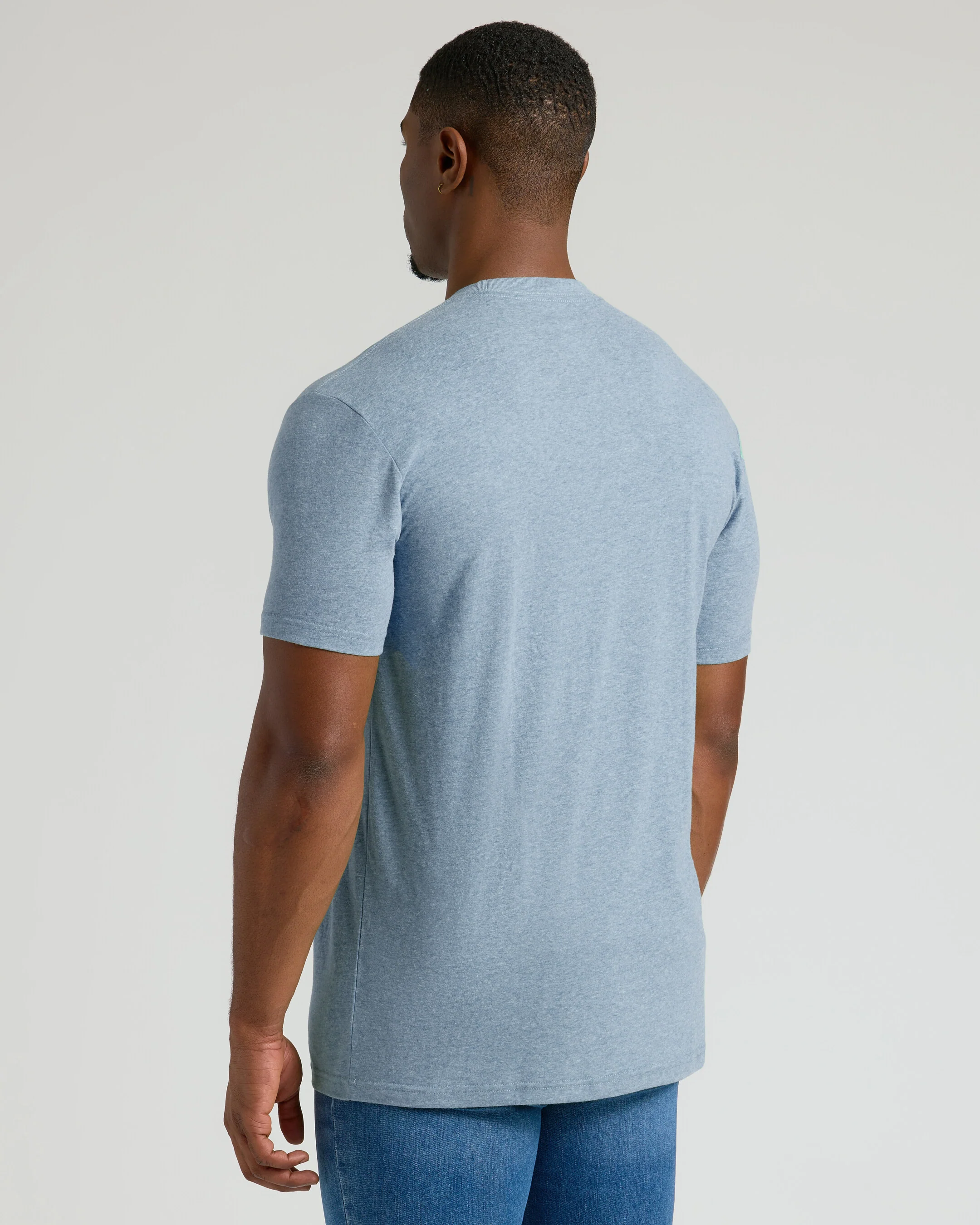 Heather Indigo Tall Straight Hem Crew Neck T-Shirt - Image 3