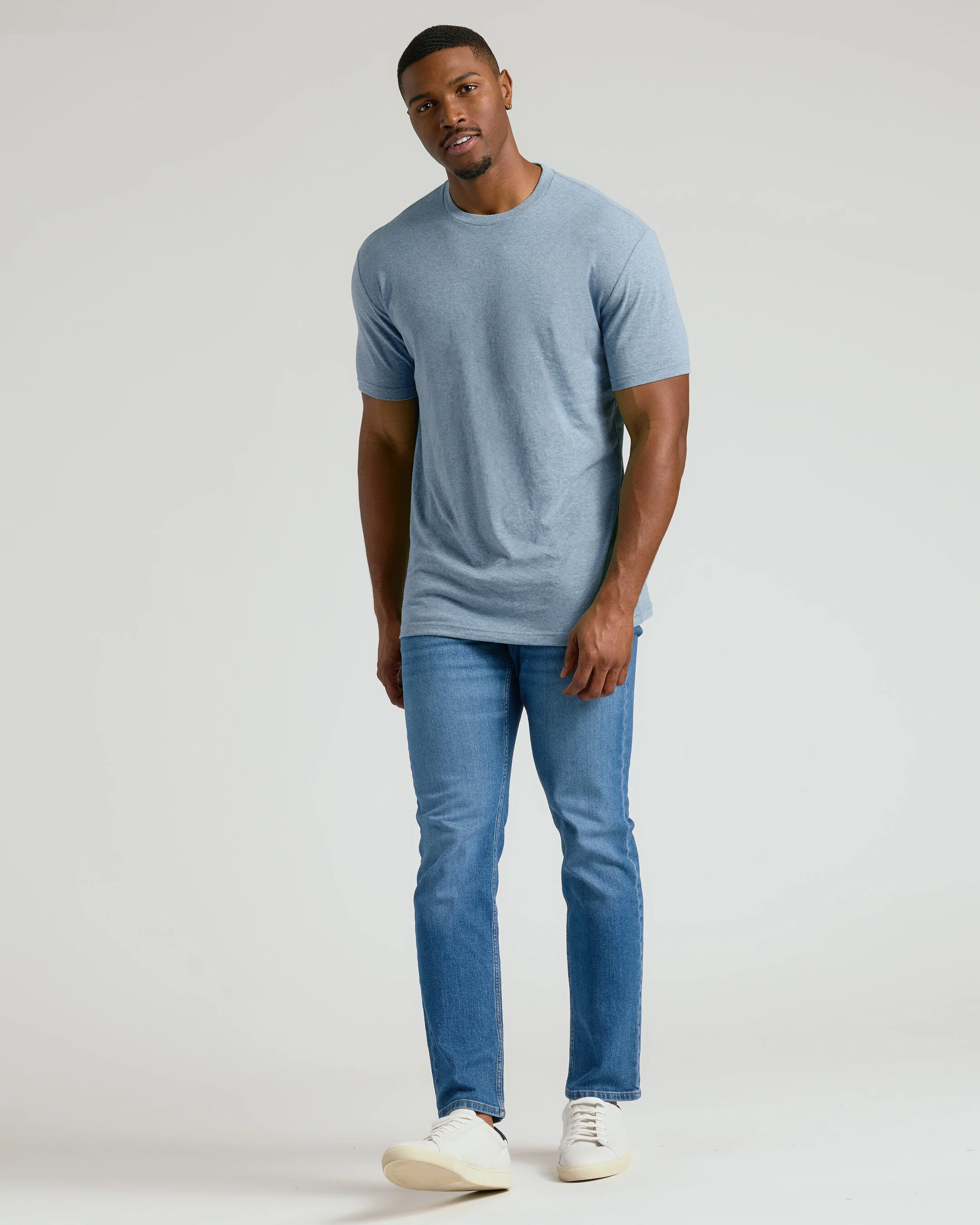 Heather Indigo Tall Straight Hem Crew Neck T-Shirt - Image 4