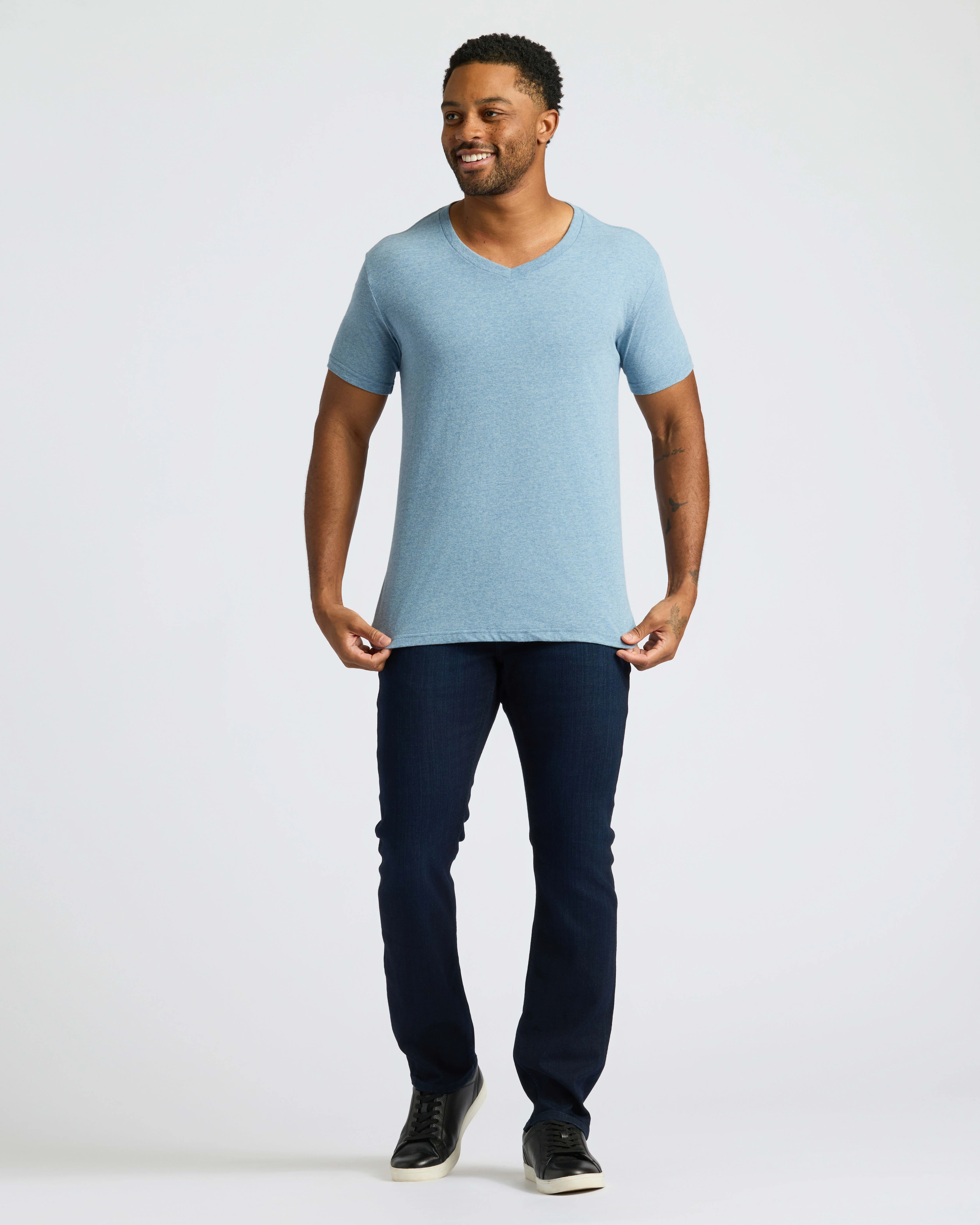 Heather Indigo Classic V-Neck - Image 3