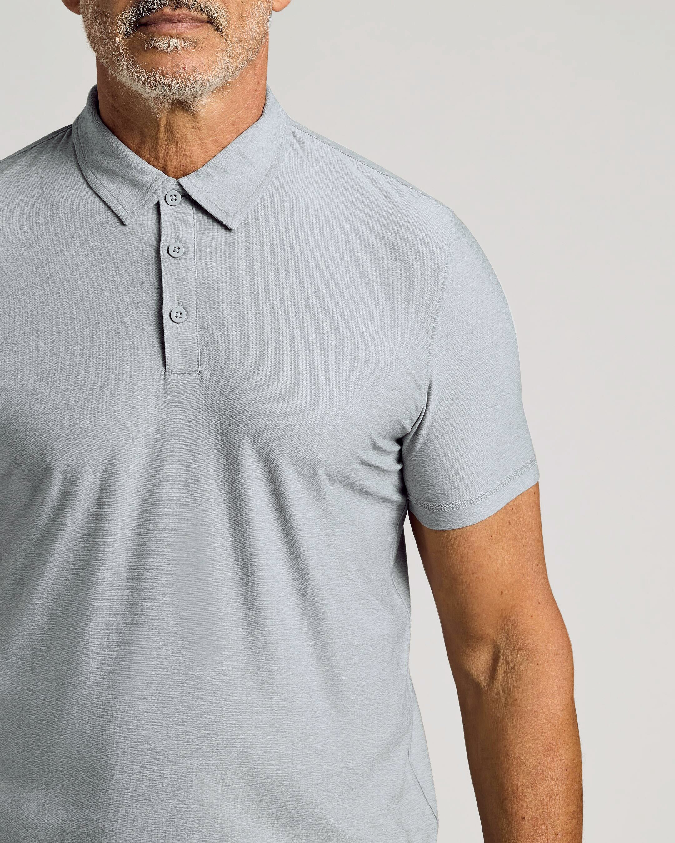 Heather Light Gray Active Polo - Image 4