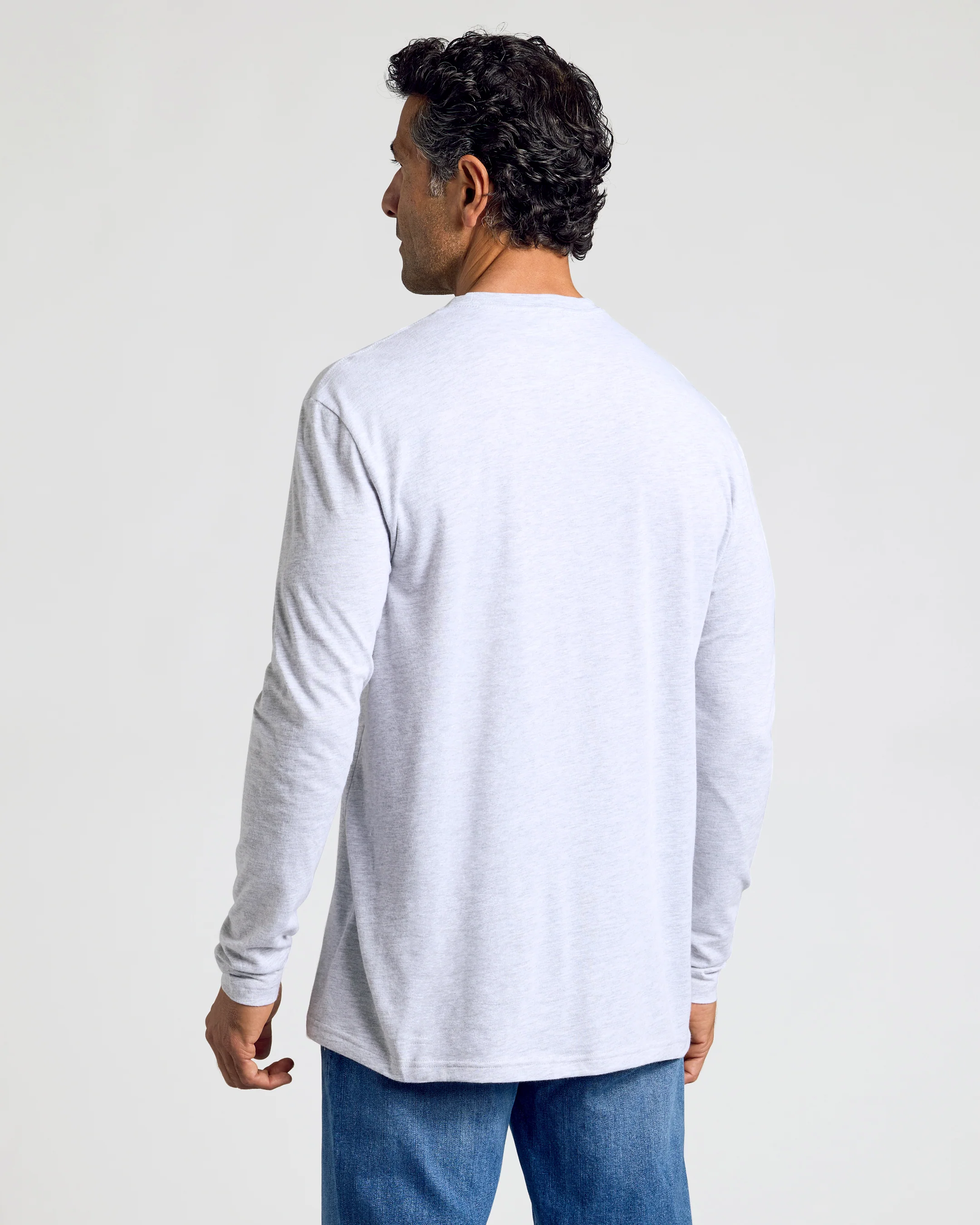Light Heather Gray Classic Long Sleeve Crew Neck - Image 3